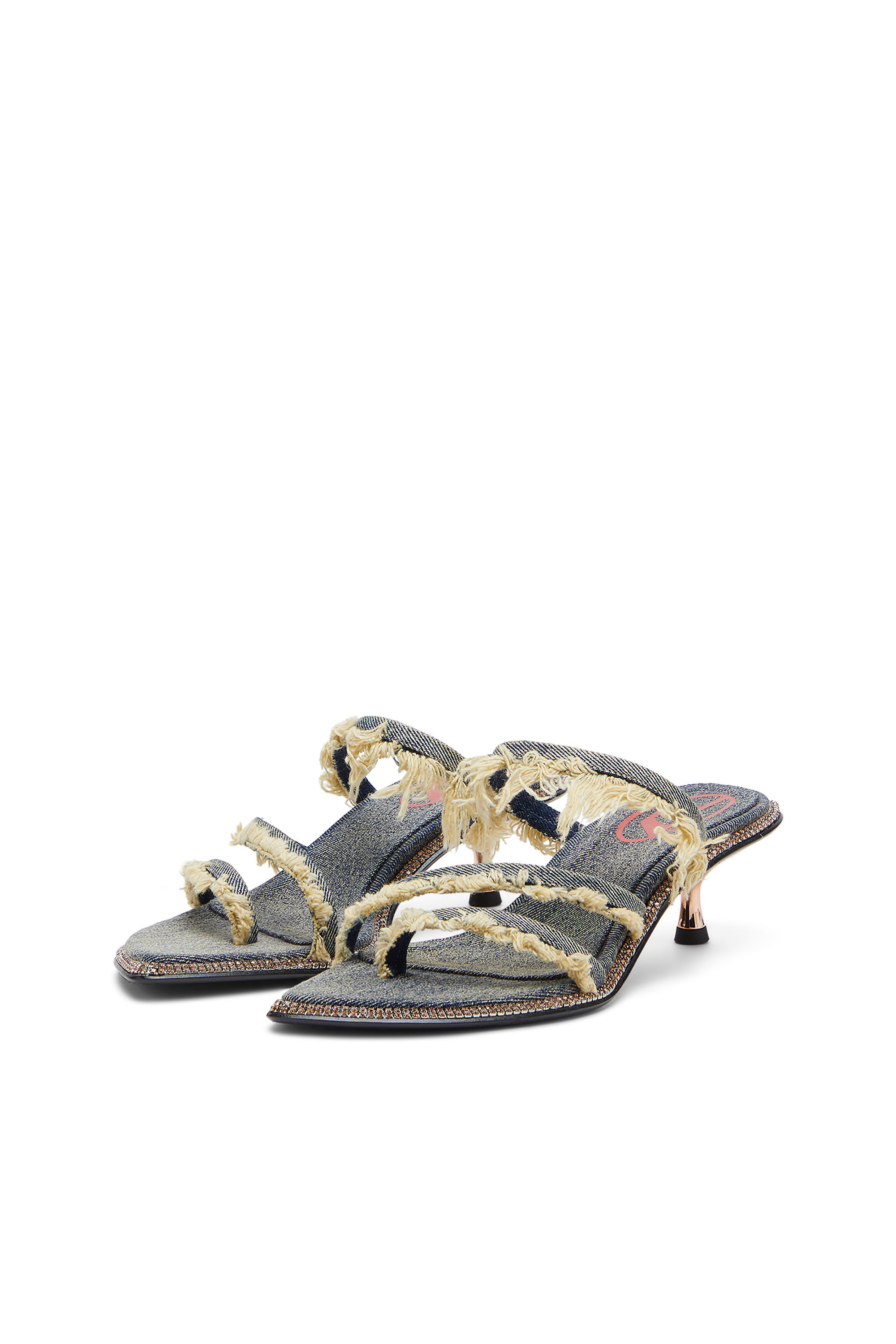 『DIESEL』D-Havanna Kittie ヒール Women's D-Havanna-Kitten-heel mules in crystal denim | Blue