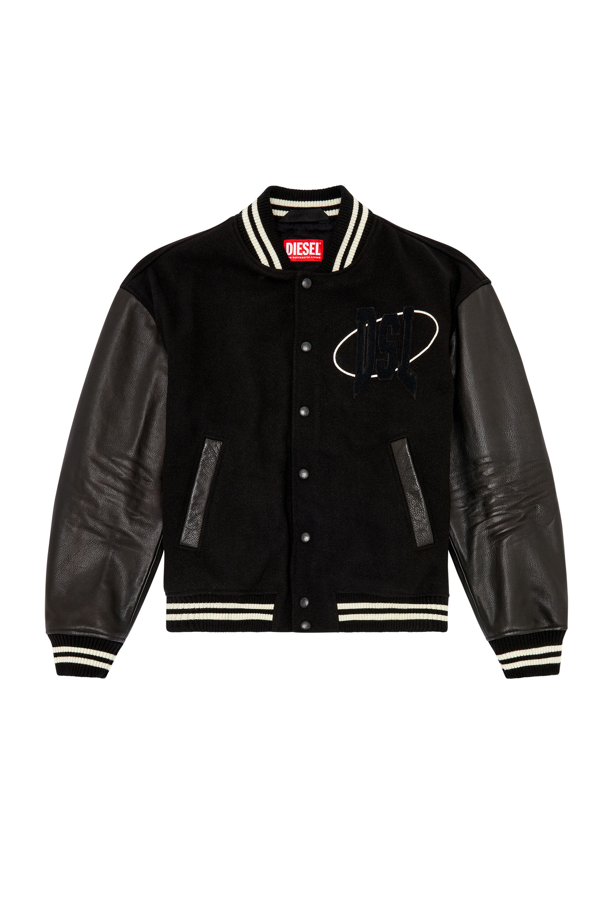 Men's Varsity bomber jacket in wool and leather | L-FRANZ-PATCH Diesel