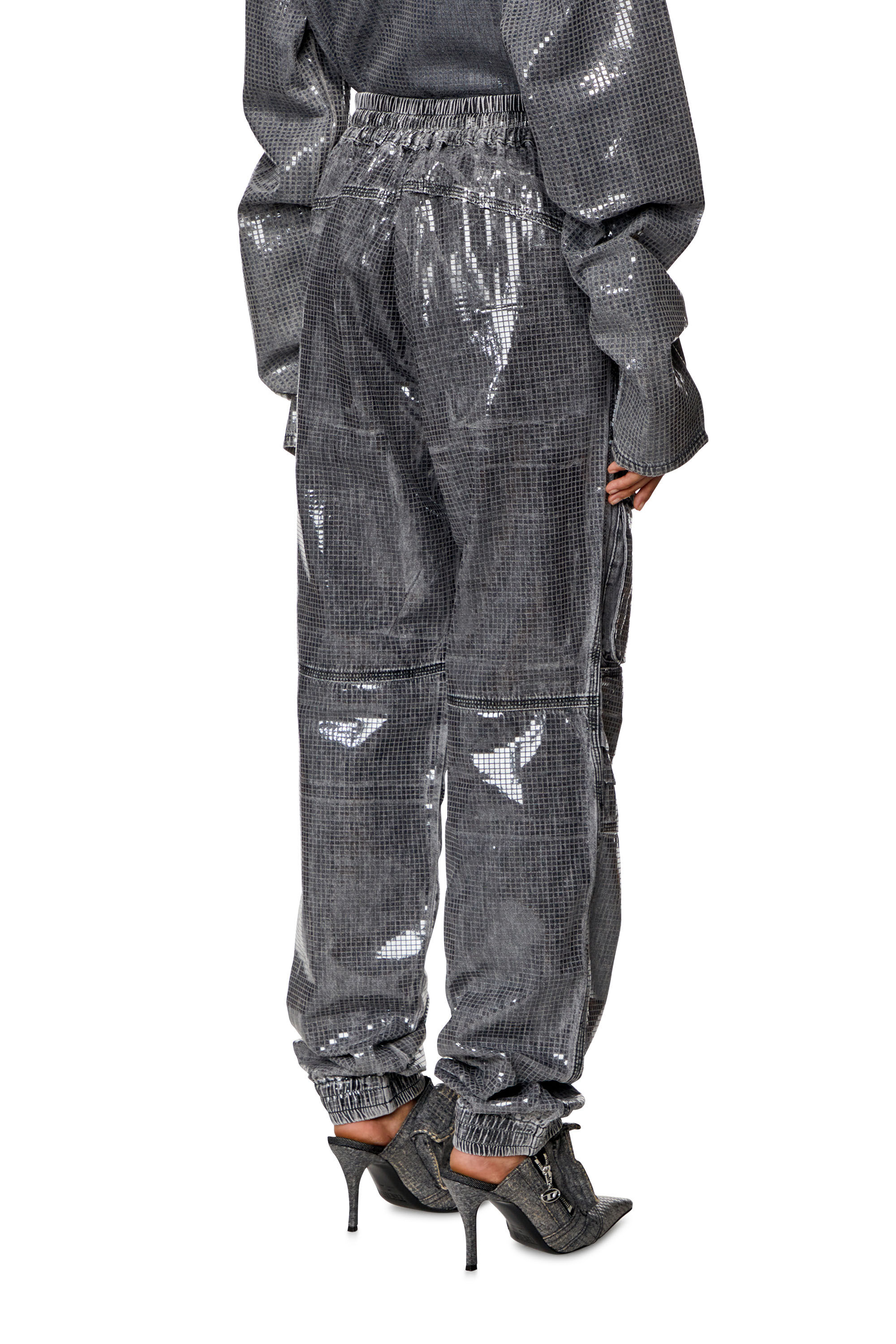 Women's Cargo Relaxed Jeans | Black/Dark grey | Diesel D-Mirt