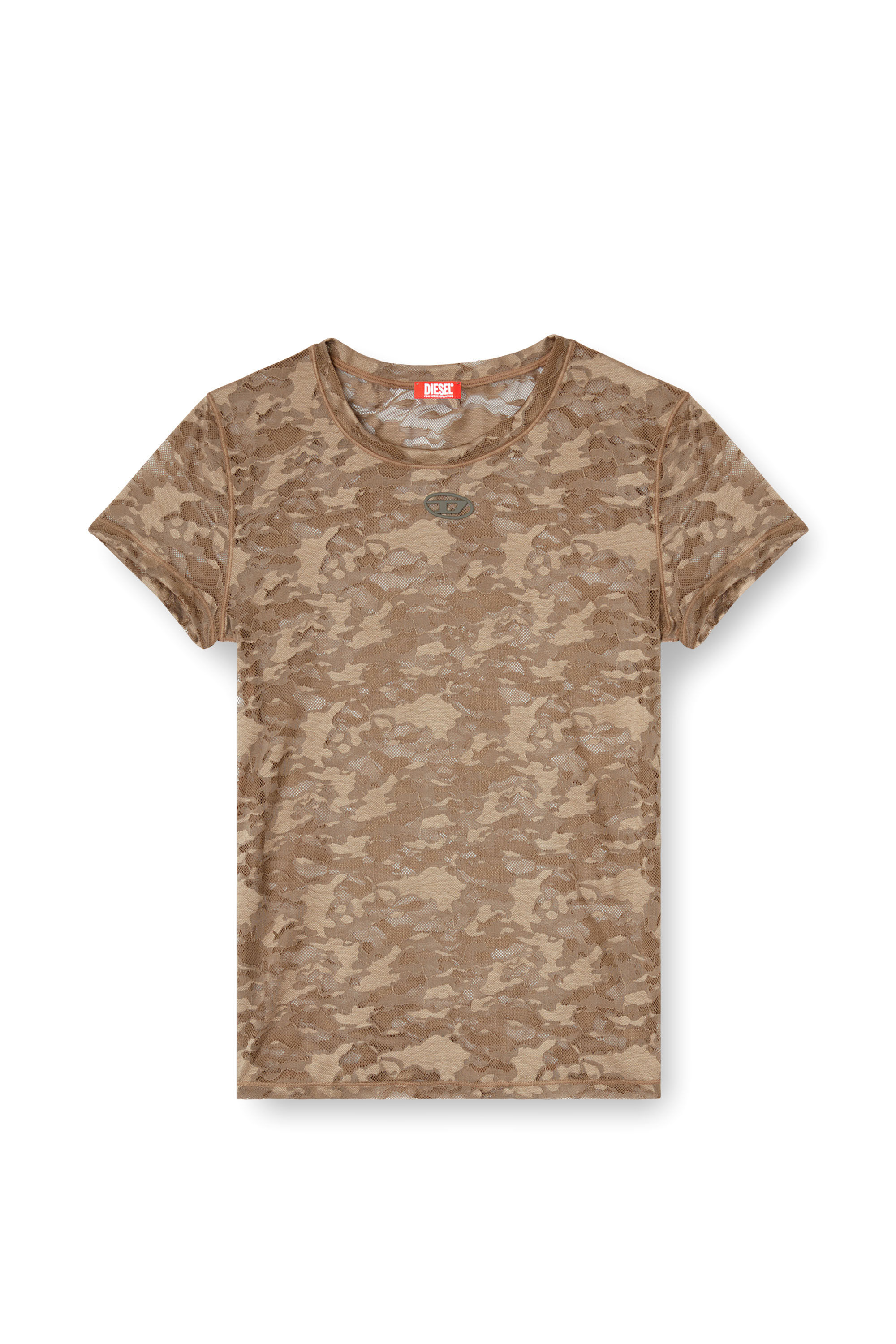 Diesel - KASIA-UTLT, Camiseta de encaje camuflado Mujer in Marrón - 5