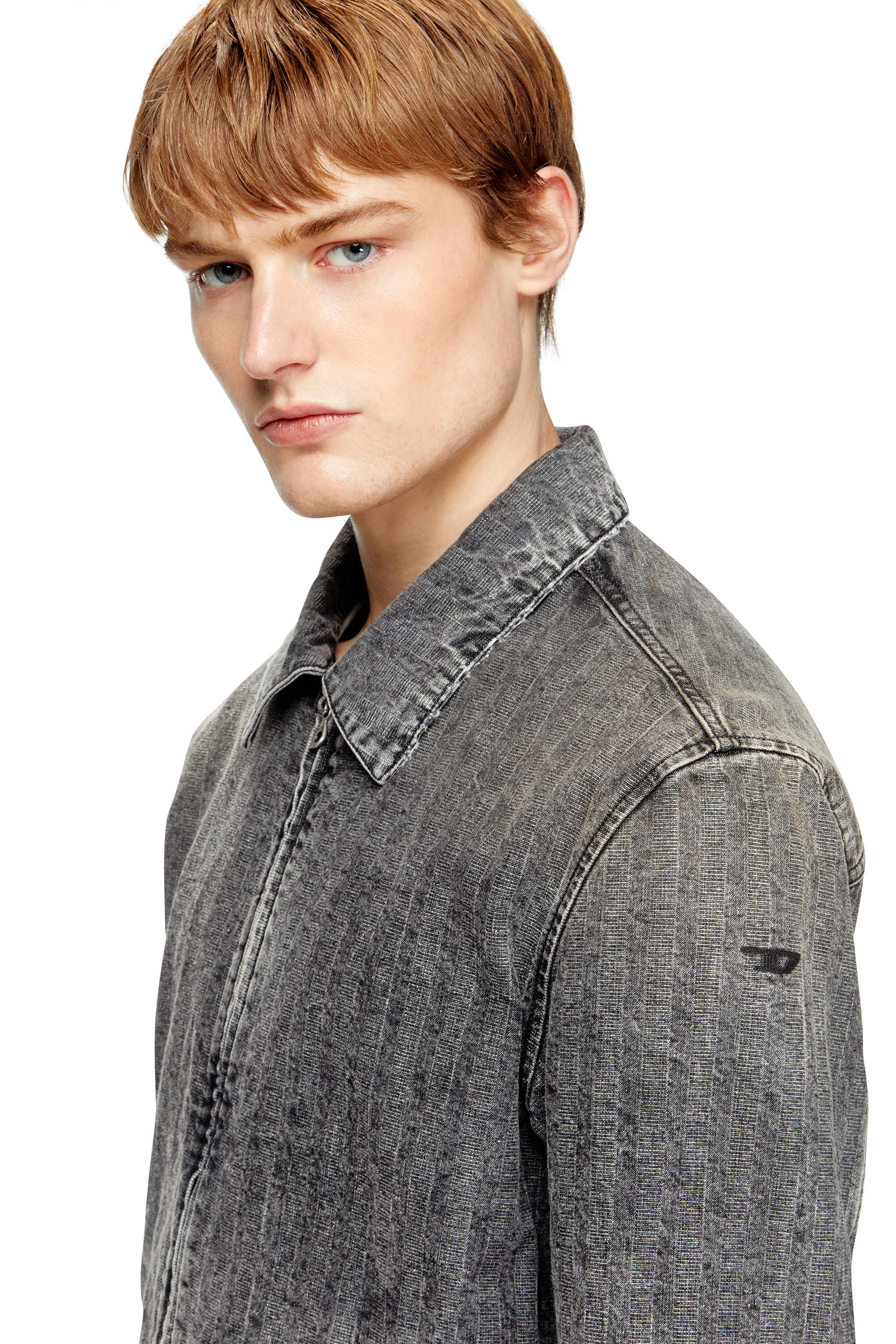 Diesel - D-ROHE, Chaqueta tipo blusón de denim en espiga Hombre in Negro - 4