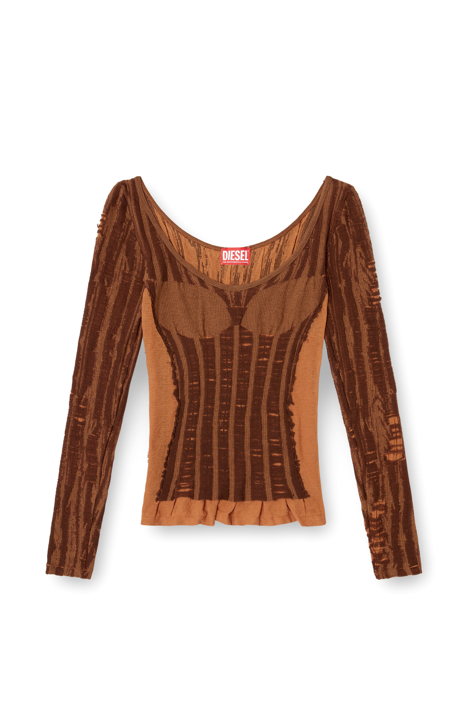 Women's Seamless top with lingerie illusion | Brown | Diesel