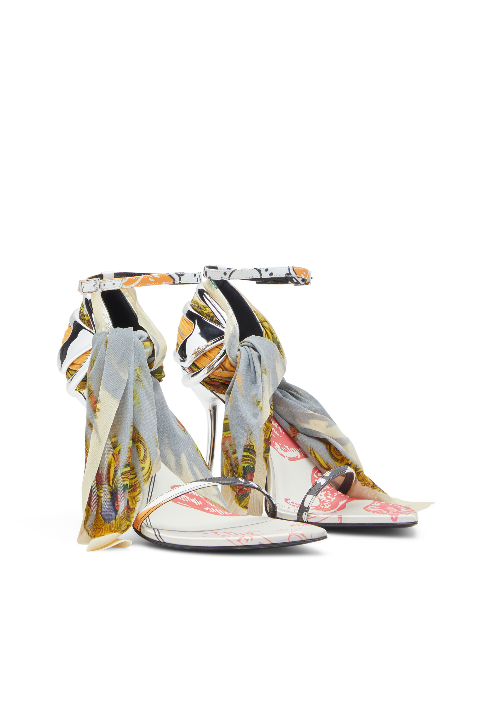 Women's D-Ten&Half-Bandana stiletto sandals in satin
