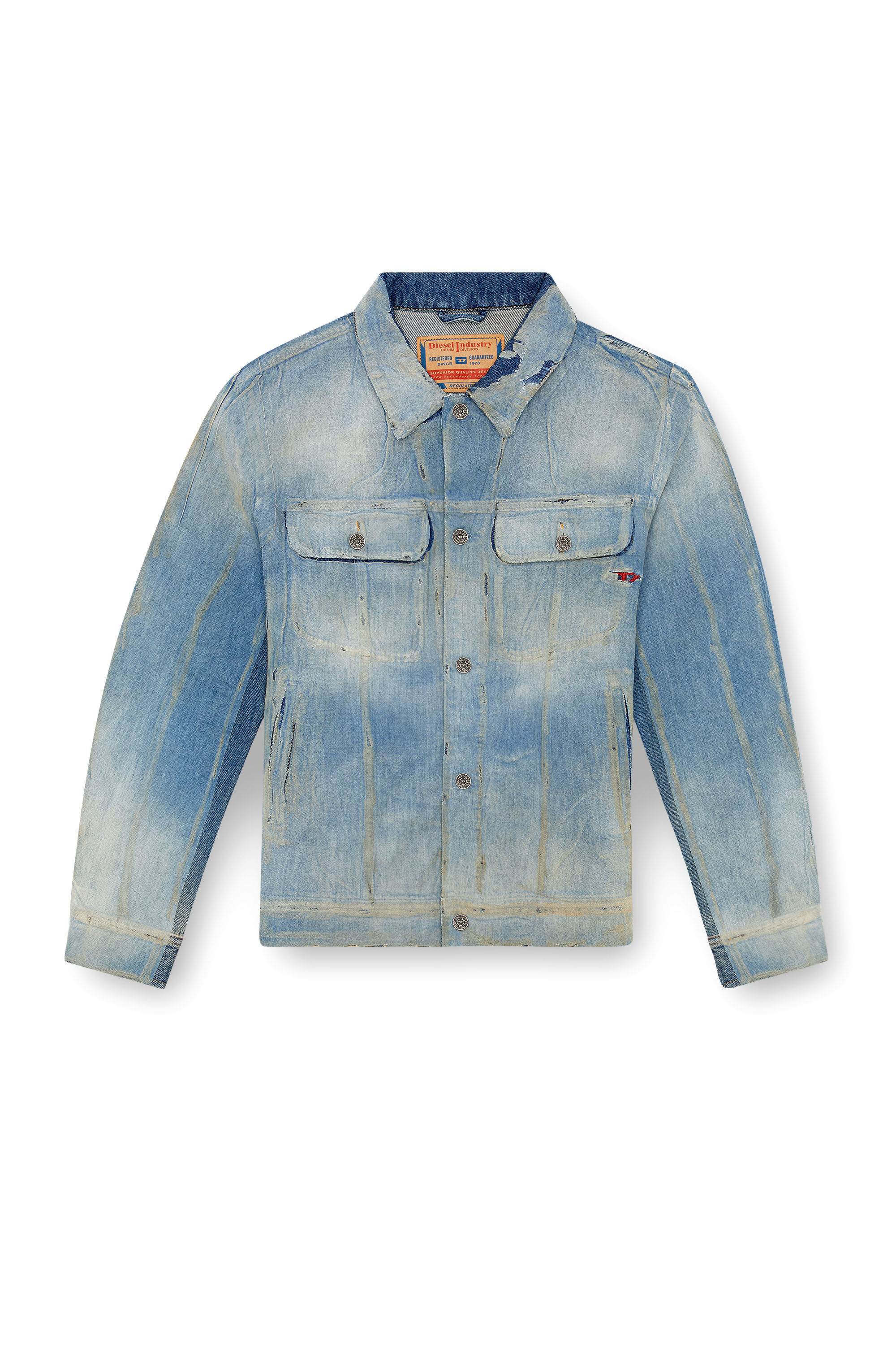 Men's Trucker jacket in peel-off denim | Blue | Diesel