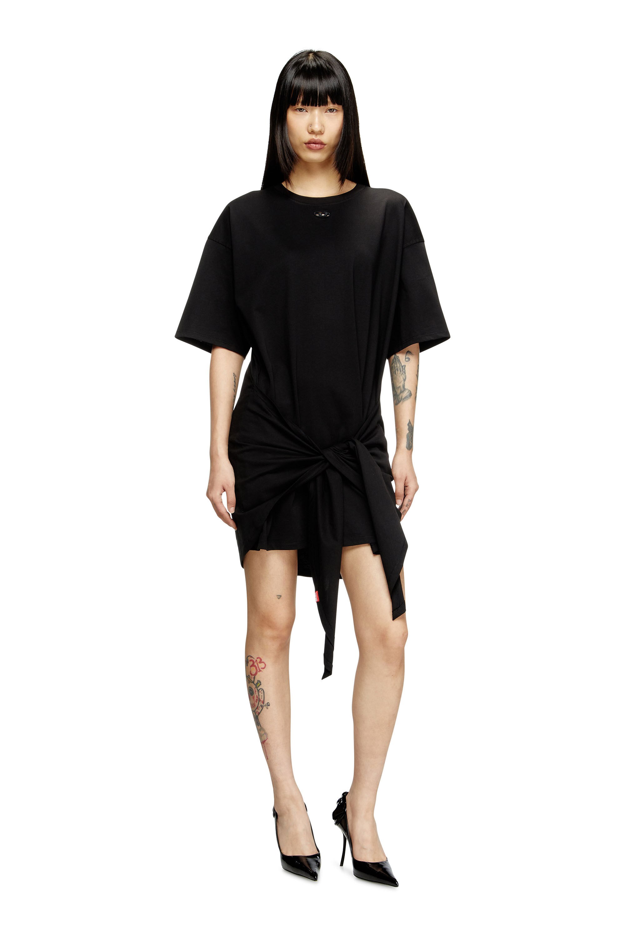 パーティードレス DIESEL A192320NIAX Dresses D-Eivor dress Women's T-shirt dress with tie front | Black | Diesel