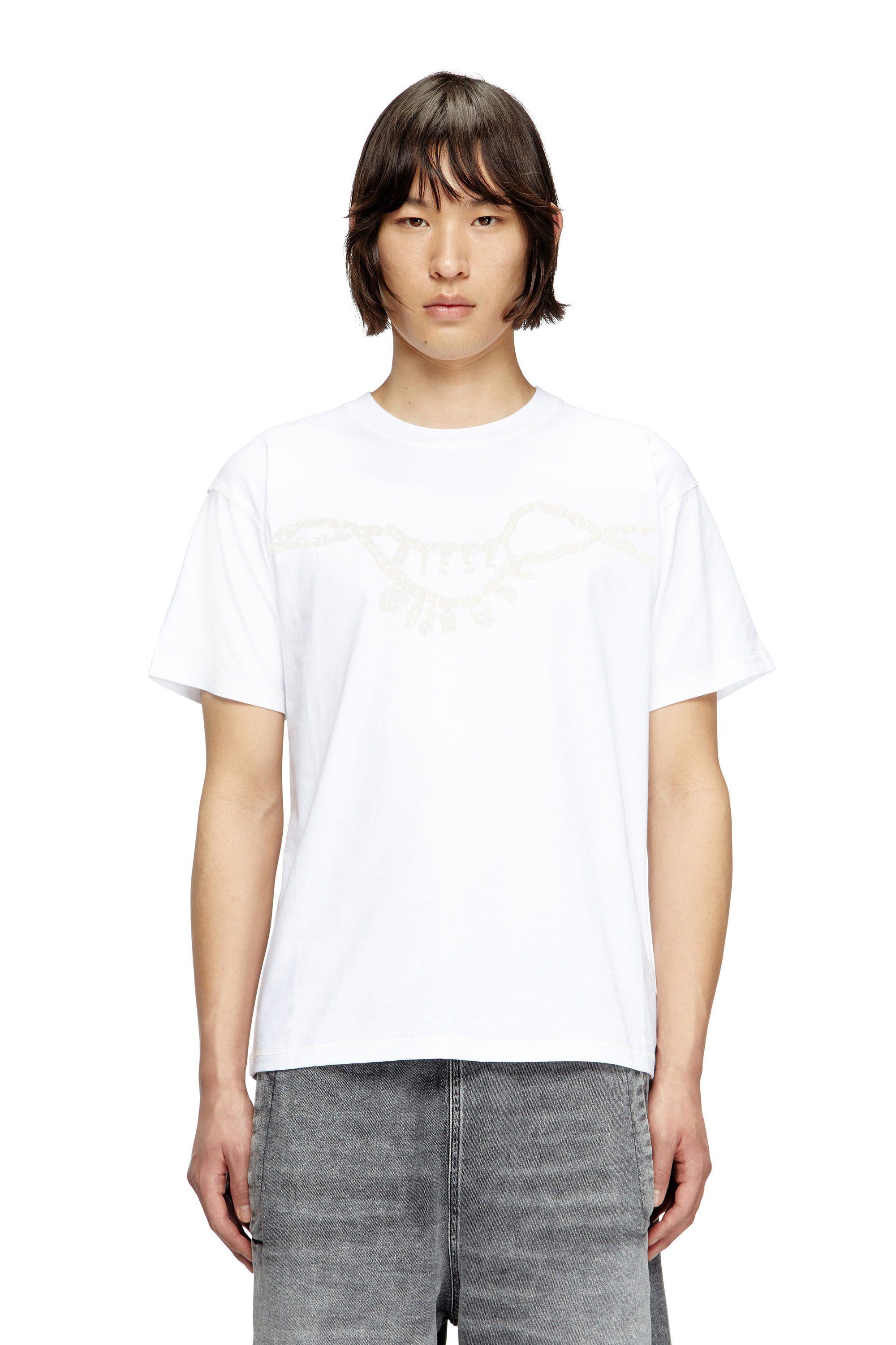 Diesel - T-NORM-HOSHI, Camiseta con estampado de collar con colgante Unisex in Blanco - 3