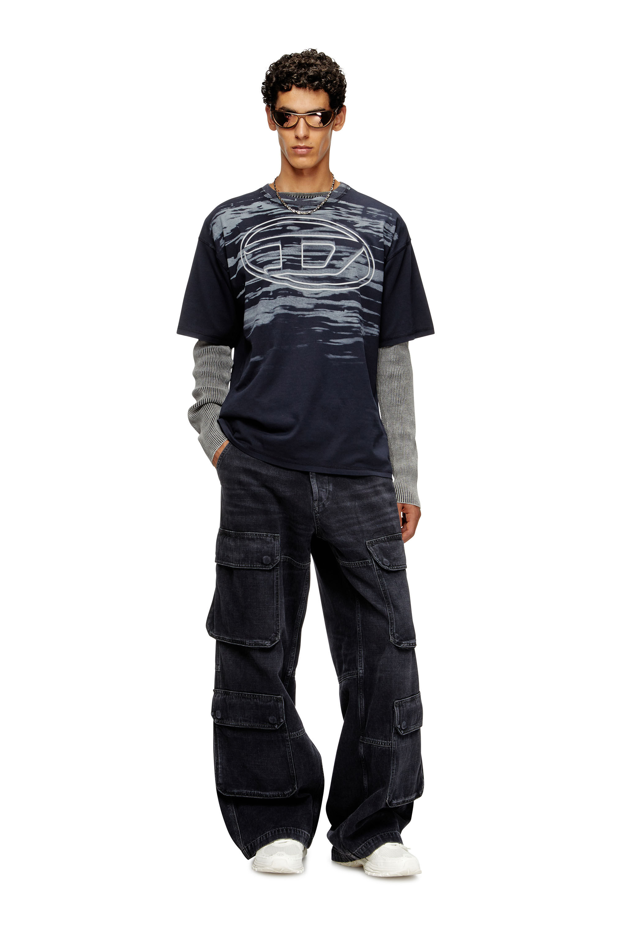 Diesel - T-BOXT-T5, Camiseta de algodón con estampado Oval D Hombre in Azul marino - 1
