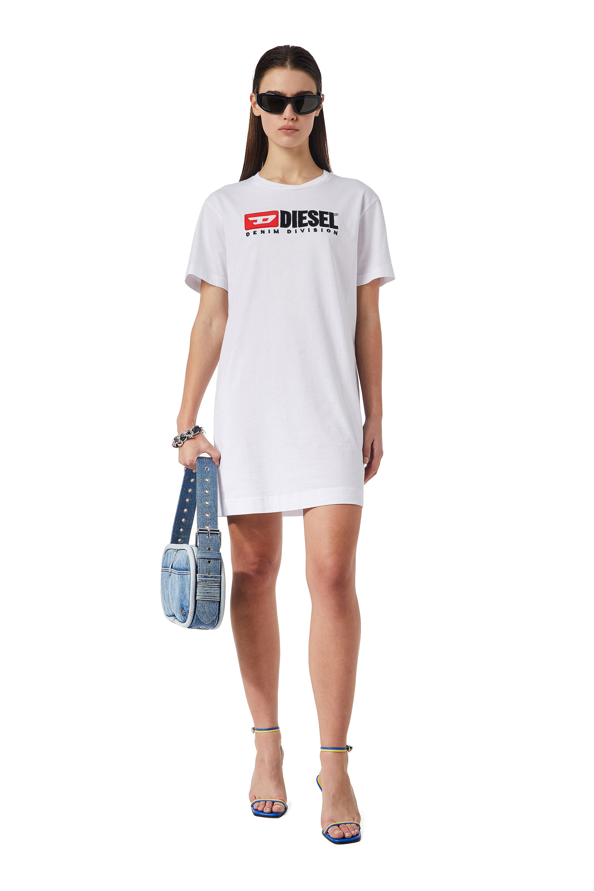 Diesel - D-EGOR-DIV, Woman's T-shirt dress with logo in White - 2