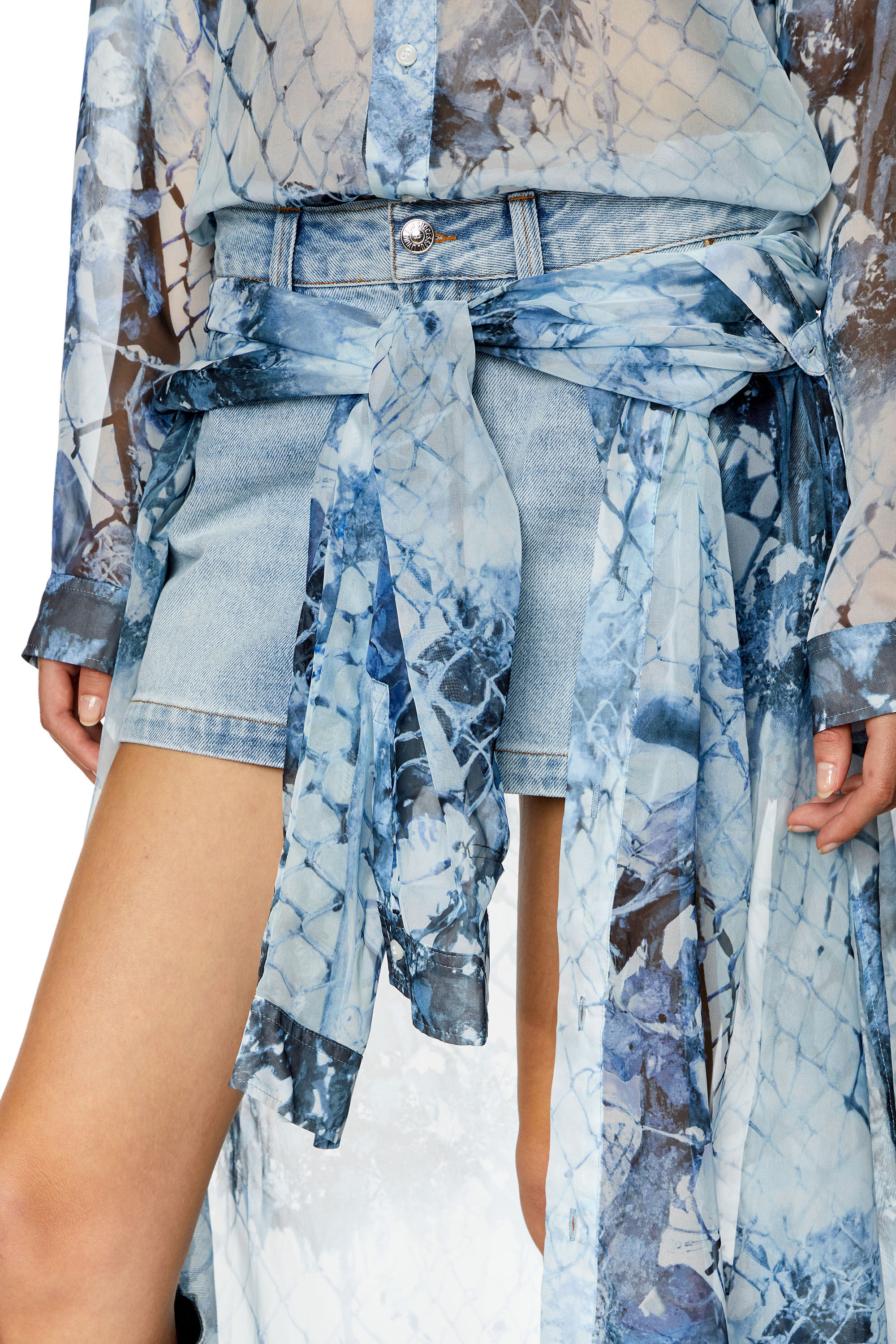 Diesel denim shirt dress with skirt overlay clearance