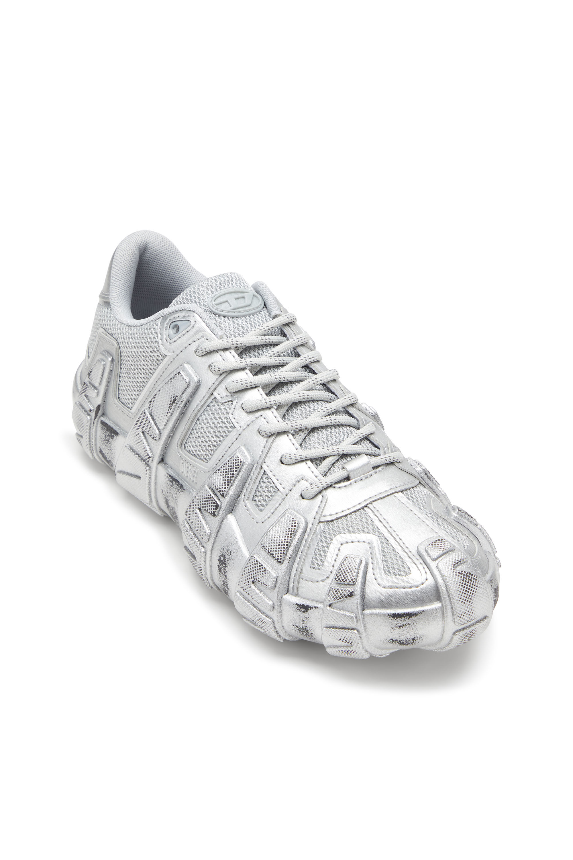 Diesel - S-D-GRIFFE LOW, Deportivas metálicas de malla y PU Hombre in Plateado - 6