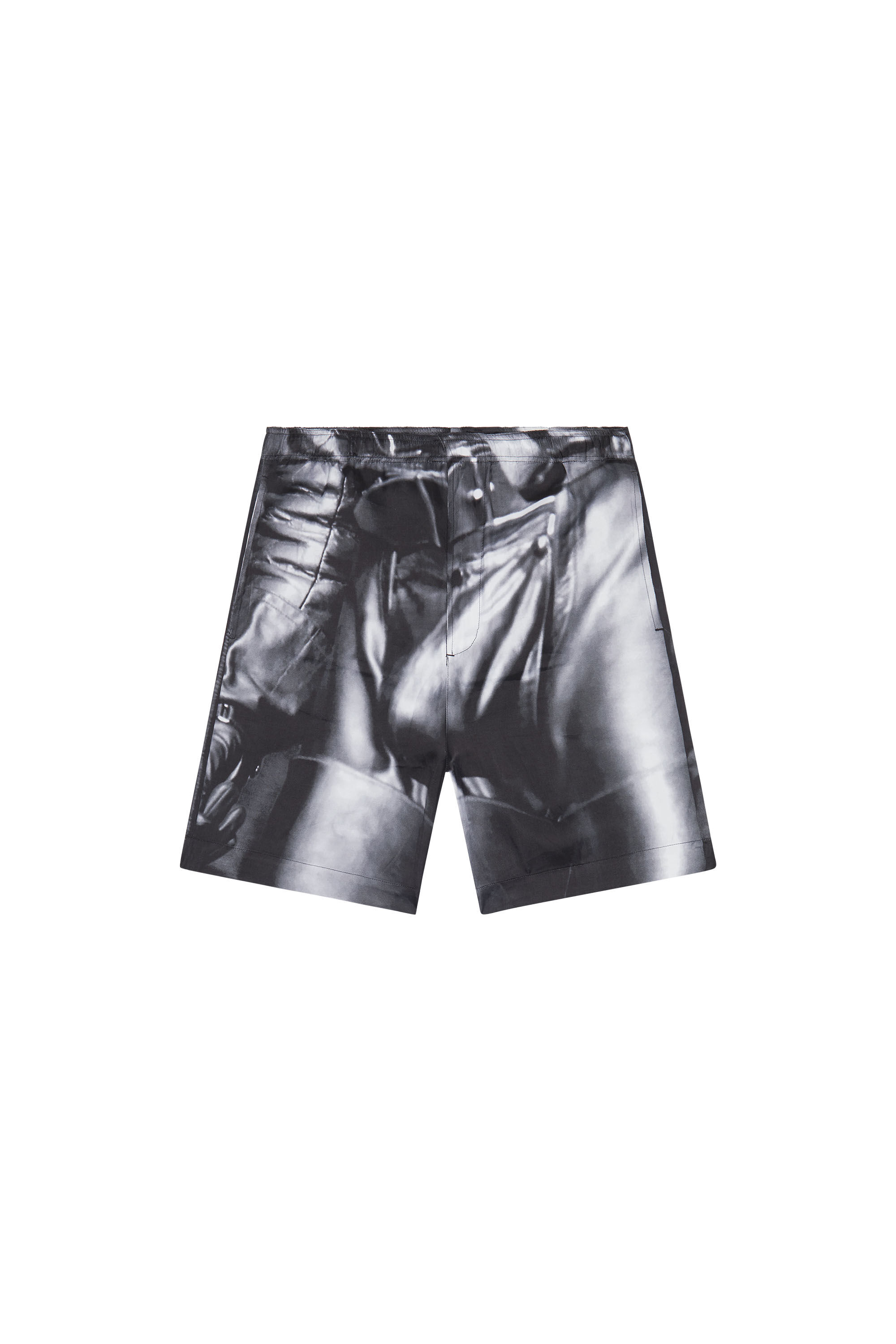 Women's Silk satin shorts with black print | Black | Diesel