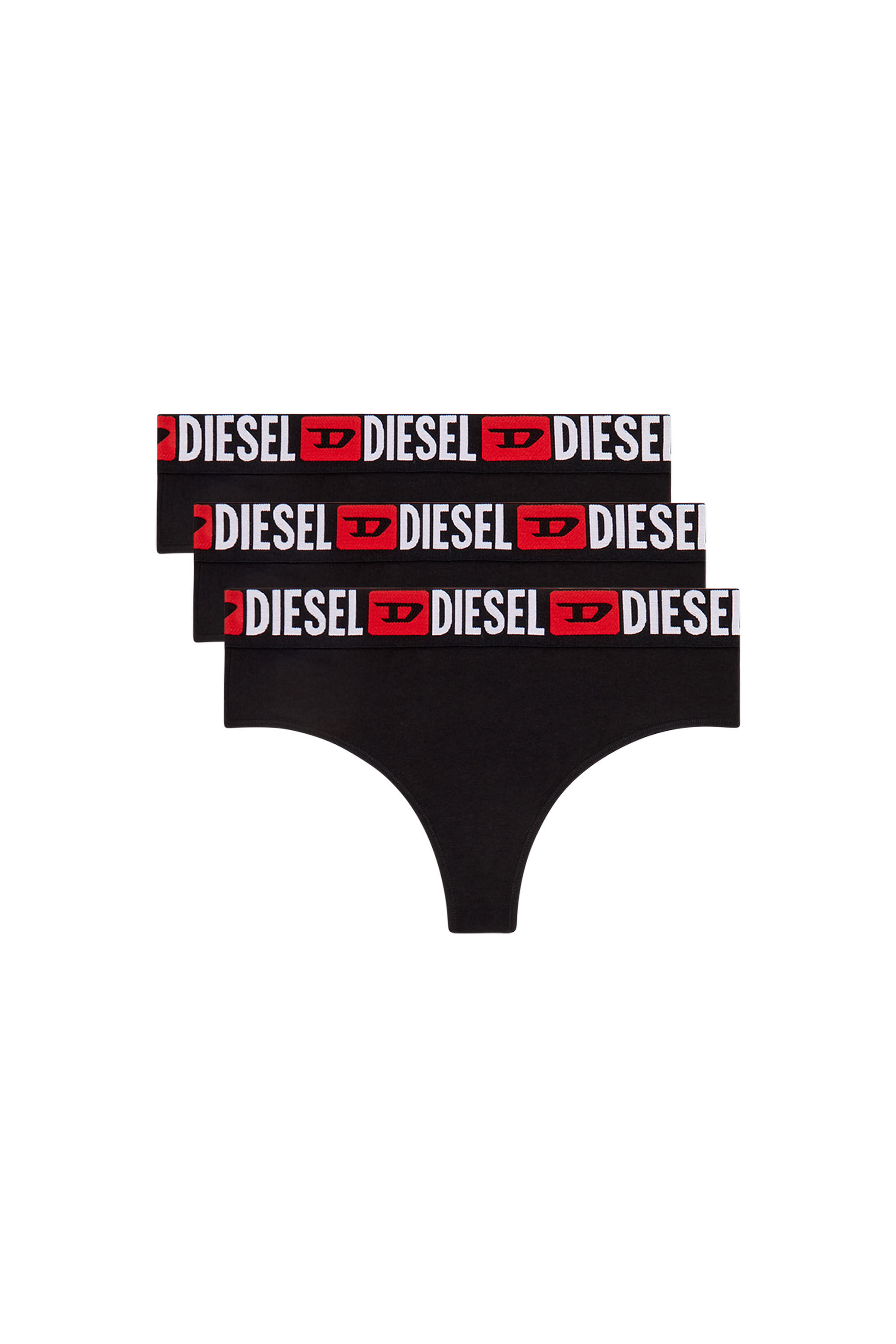 Diesel - UFST-STARS-THREEPACK, Woman 3-pack thongs with logo waist in Black - Image 4