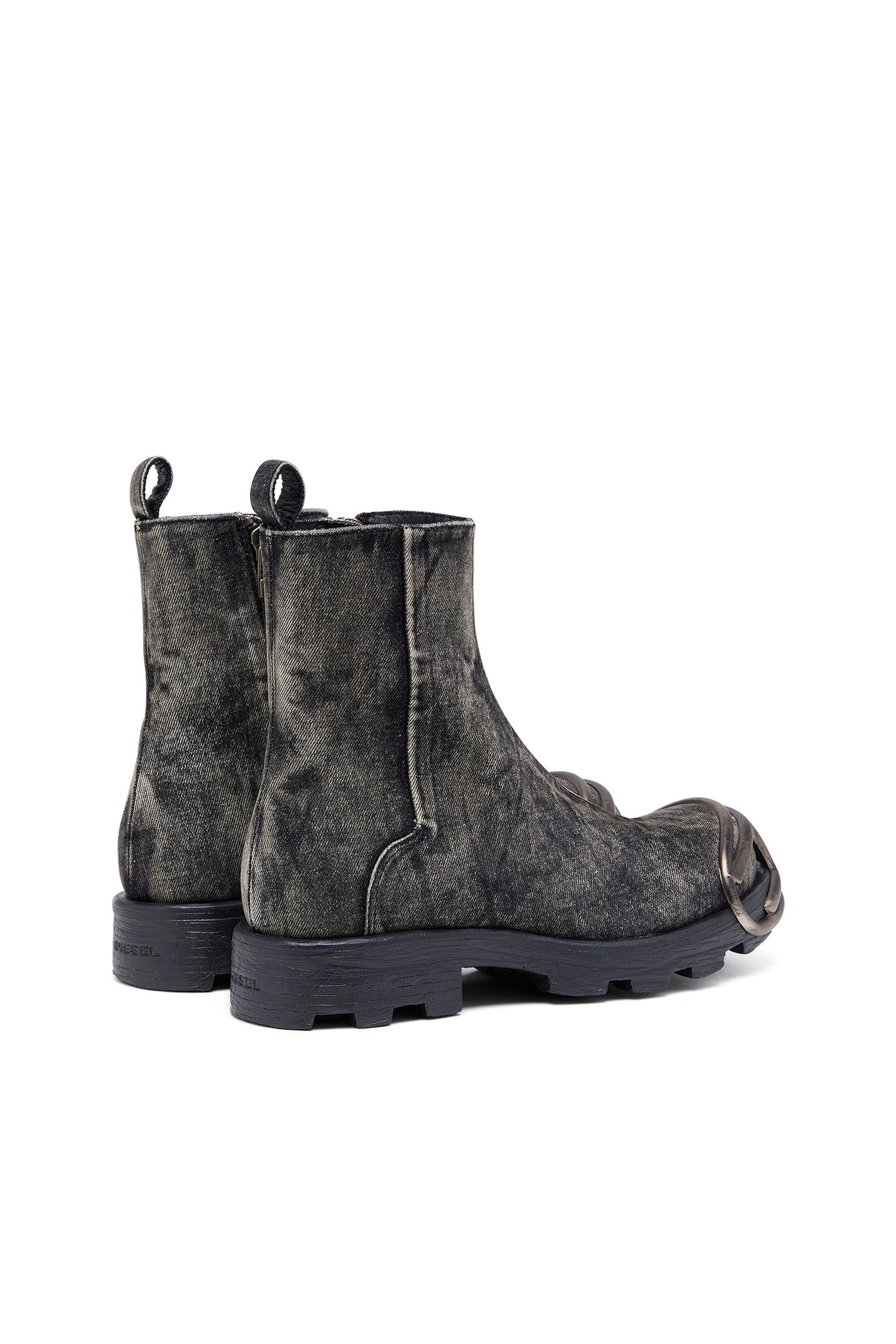 Diesel - D-HAMMER BT ZIP D, Man's D-Hammer-Denim Chelsea boots with Oval D toe caps in Black - 3