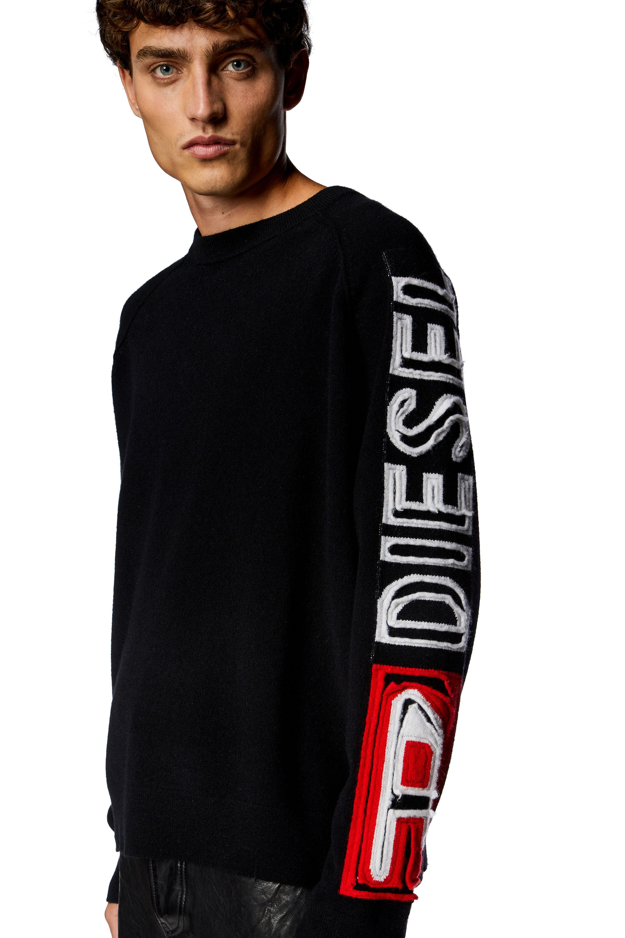 DIESEL ニット K-SARIA KNITWEAR Men's Wool jumper with elbow patches | Black | Diesel
