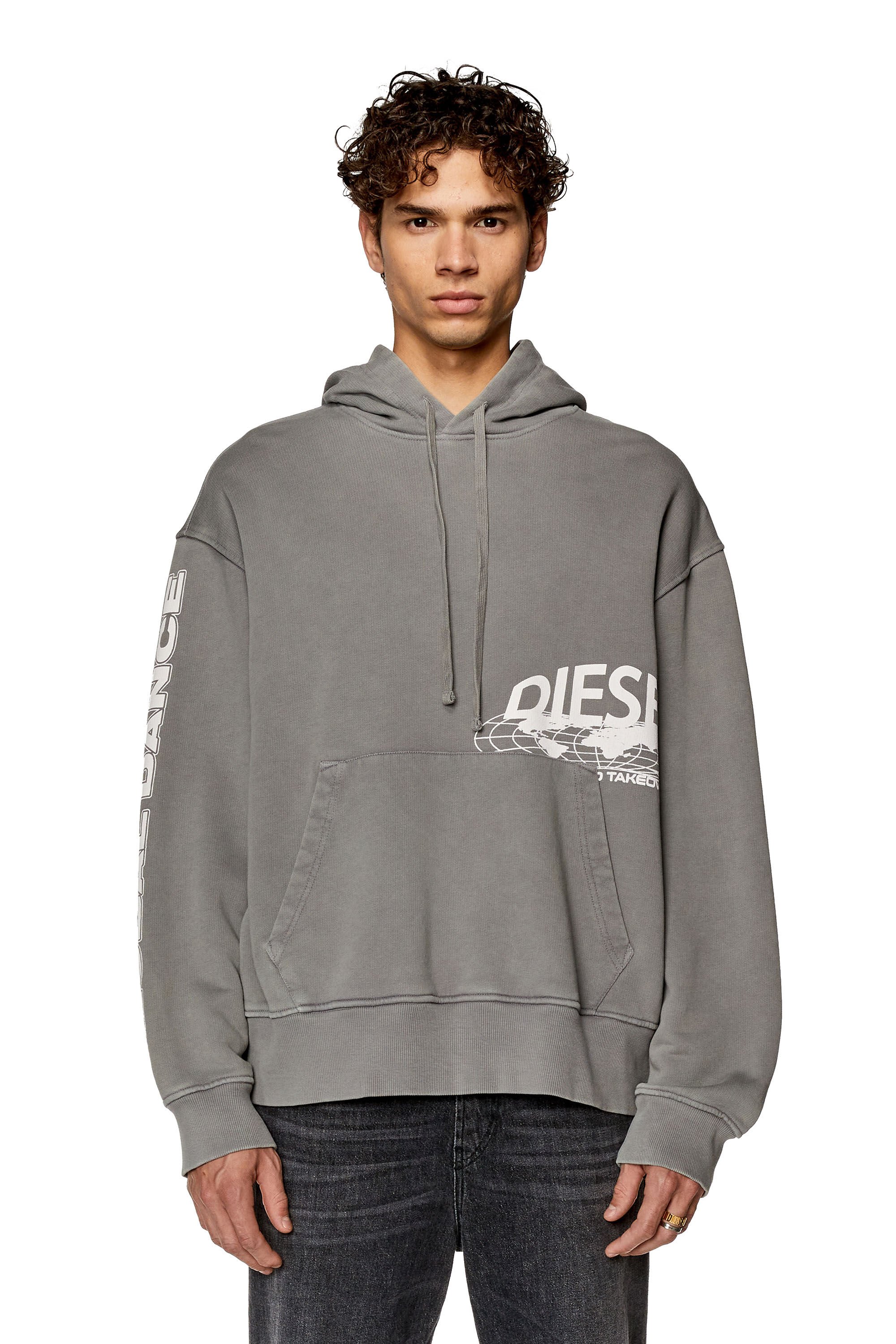 Men's Oversized faded hoodie with graphic print | S-MACS-HOOD-L1 Diesel