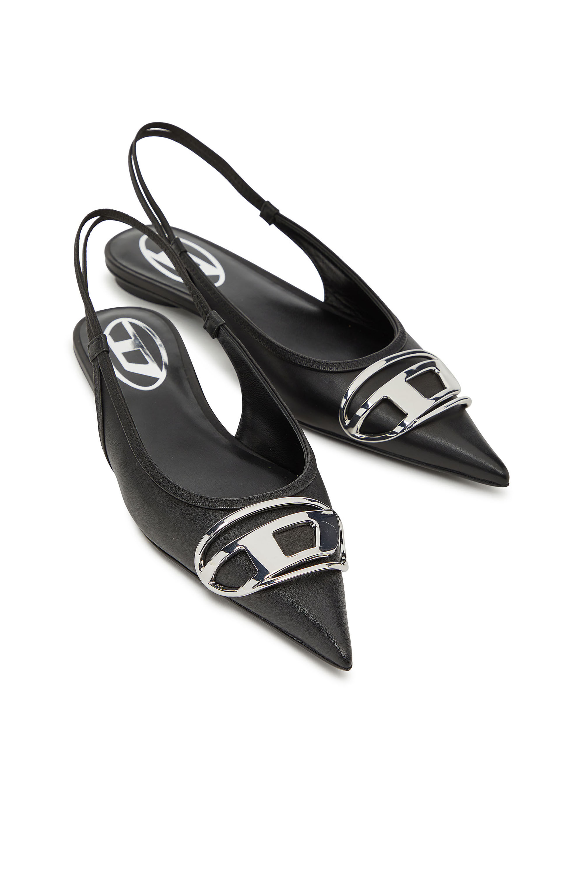 Diesel - D-VENUS SB BAL, Zapatos planos sin talón en cuero napa Mujer in Negro - 4