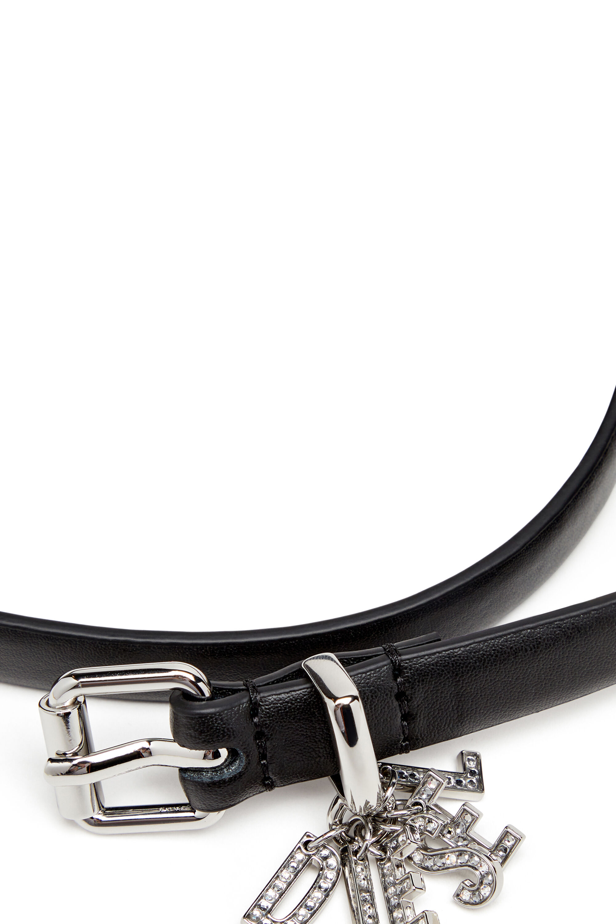Diesel - B-CHARM-LOOP, Cinturón de cuero napa con colgantes con el logotipo Mujer in Negro - 3