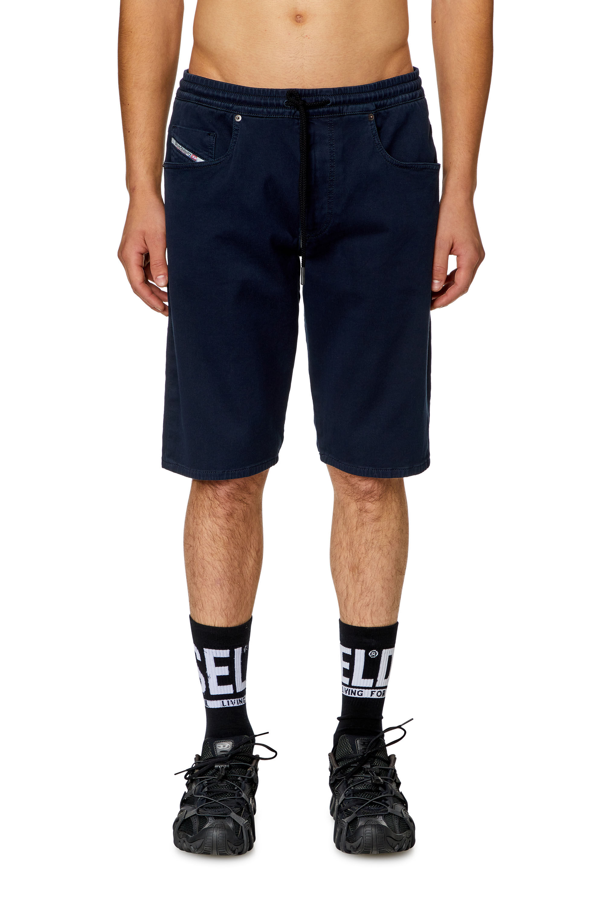 Diesel - 2033 D-KROOLEY-SHORT JOGG, Man's Chino shorts in JoggJeans in Dark Blue - 2