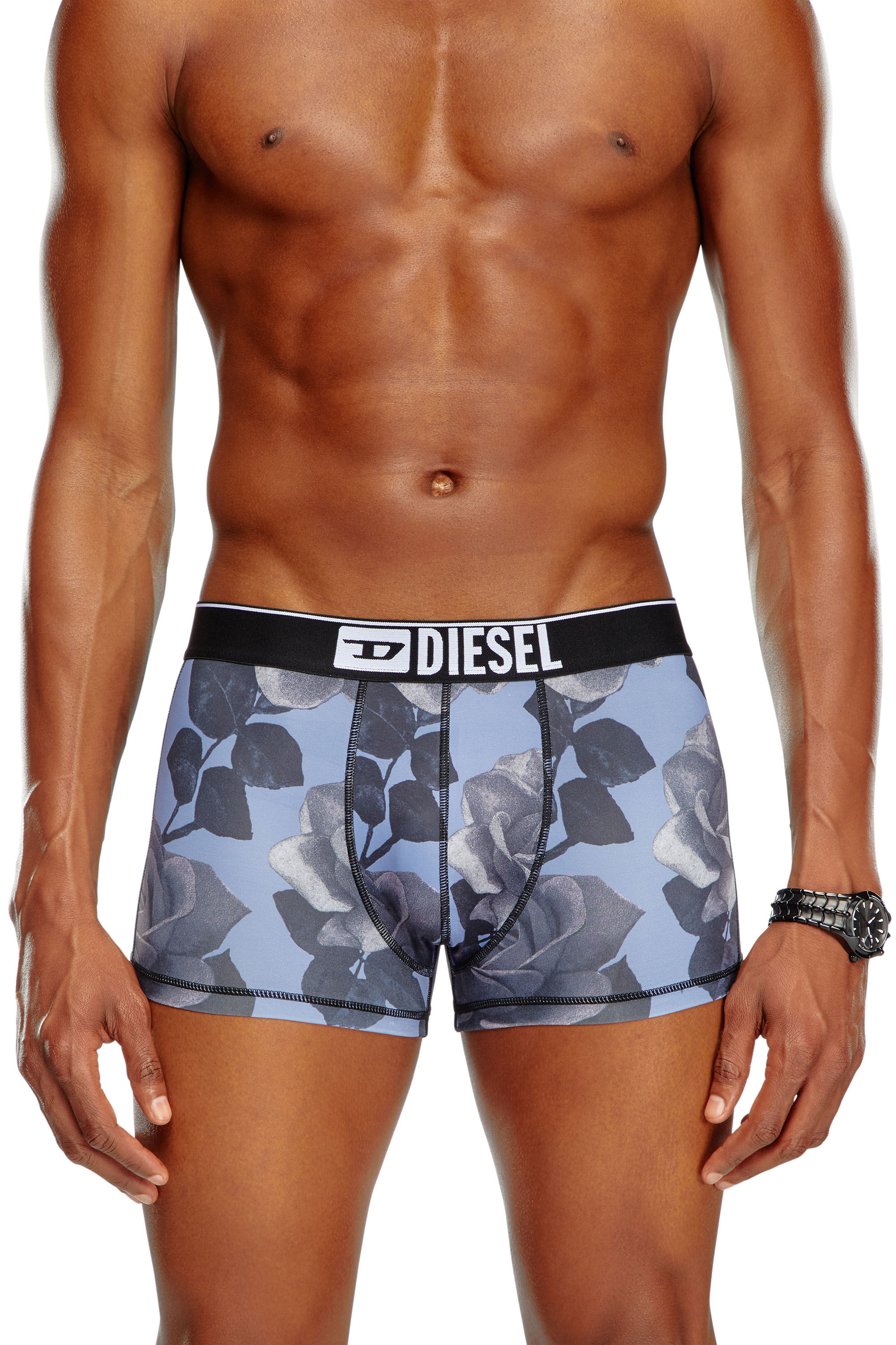 Diesel - UMBX-DAMIEN, Man's Boxer briefs with rose print in Blue/Grey - 1