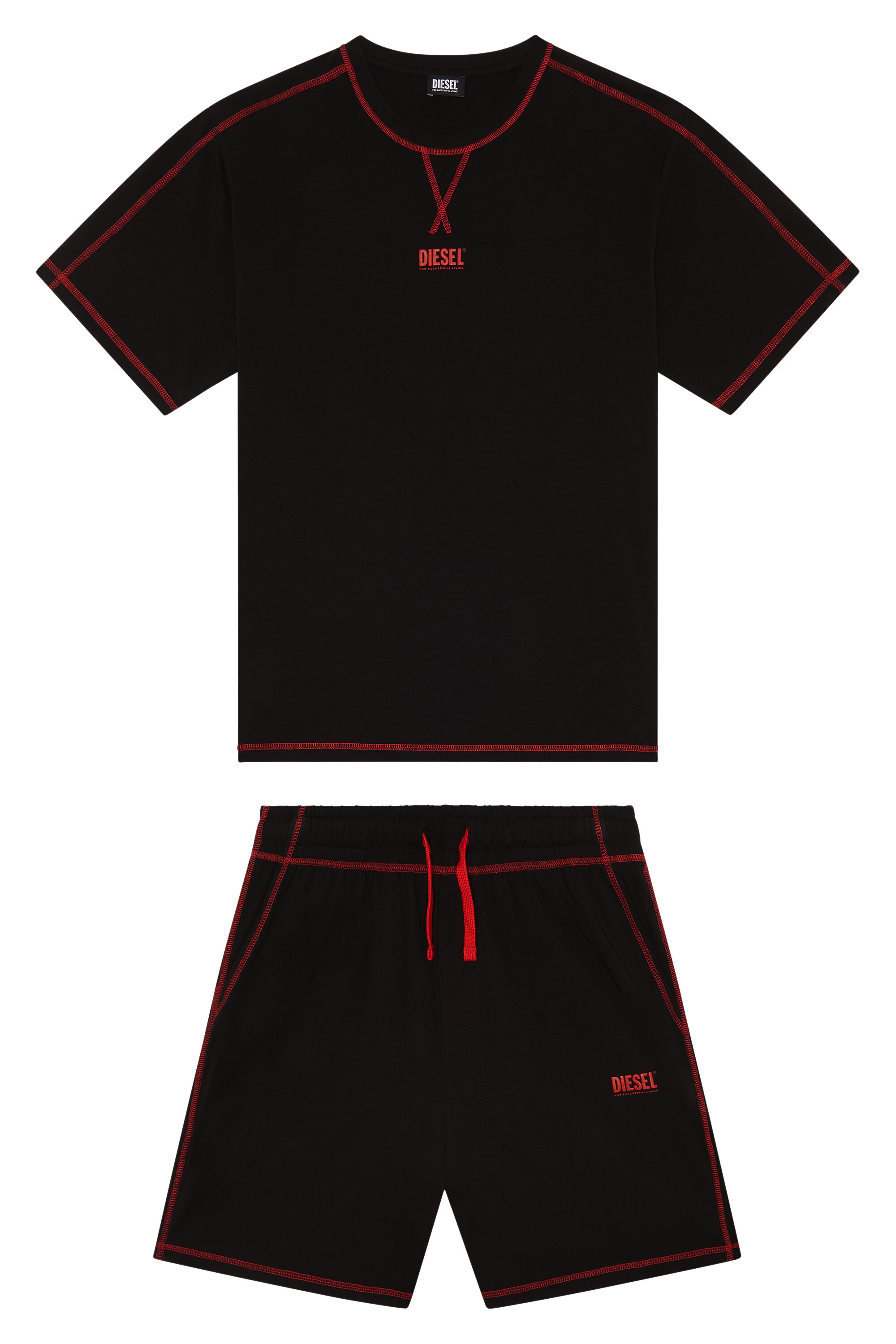 Diesel - UMSET-WILORT, Pijama corto con costuras en contraste Hombre in Negro - 5