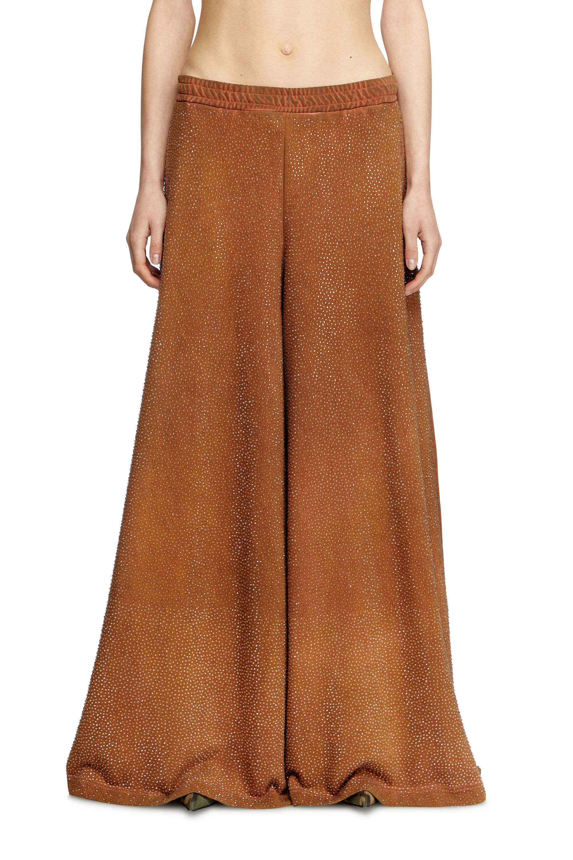 Women's Wide-leg sweatpants with crystals | Brown | Diesel