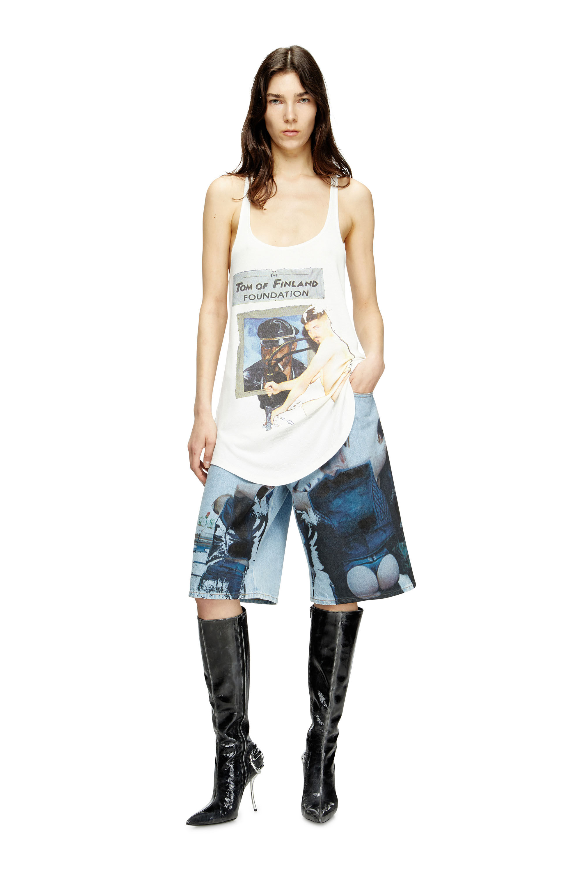 Diesel - PR-T-SHANRY-TOM25, Camiseta de tirantes con estampado gráfico Unisex in Blanco - 6