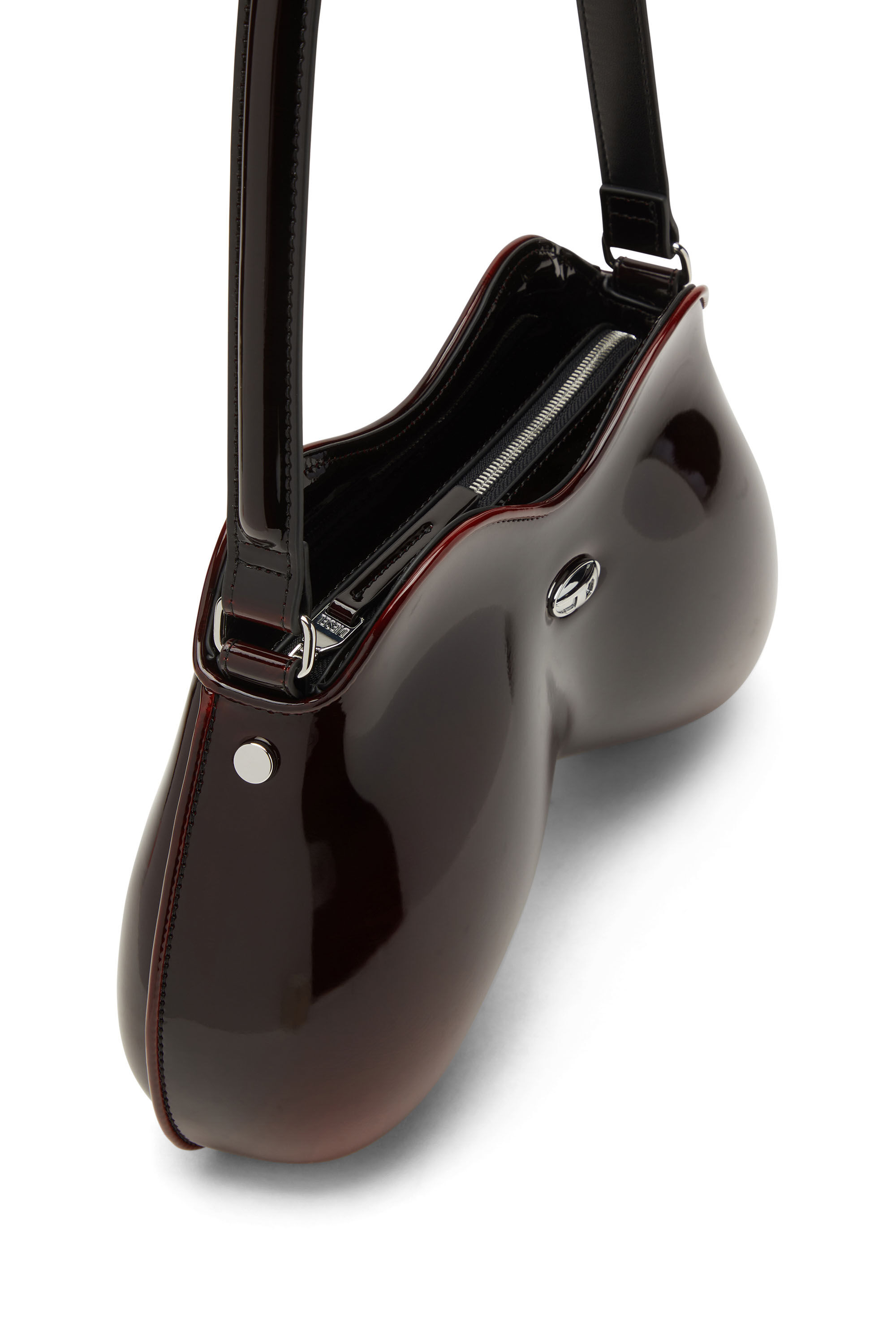 Diesel - DOUBLE-D SHOULDER, Woman's Double-D-Rigid shoulder bag in dégradé glossy PU in Burgundy - 2