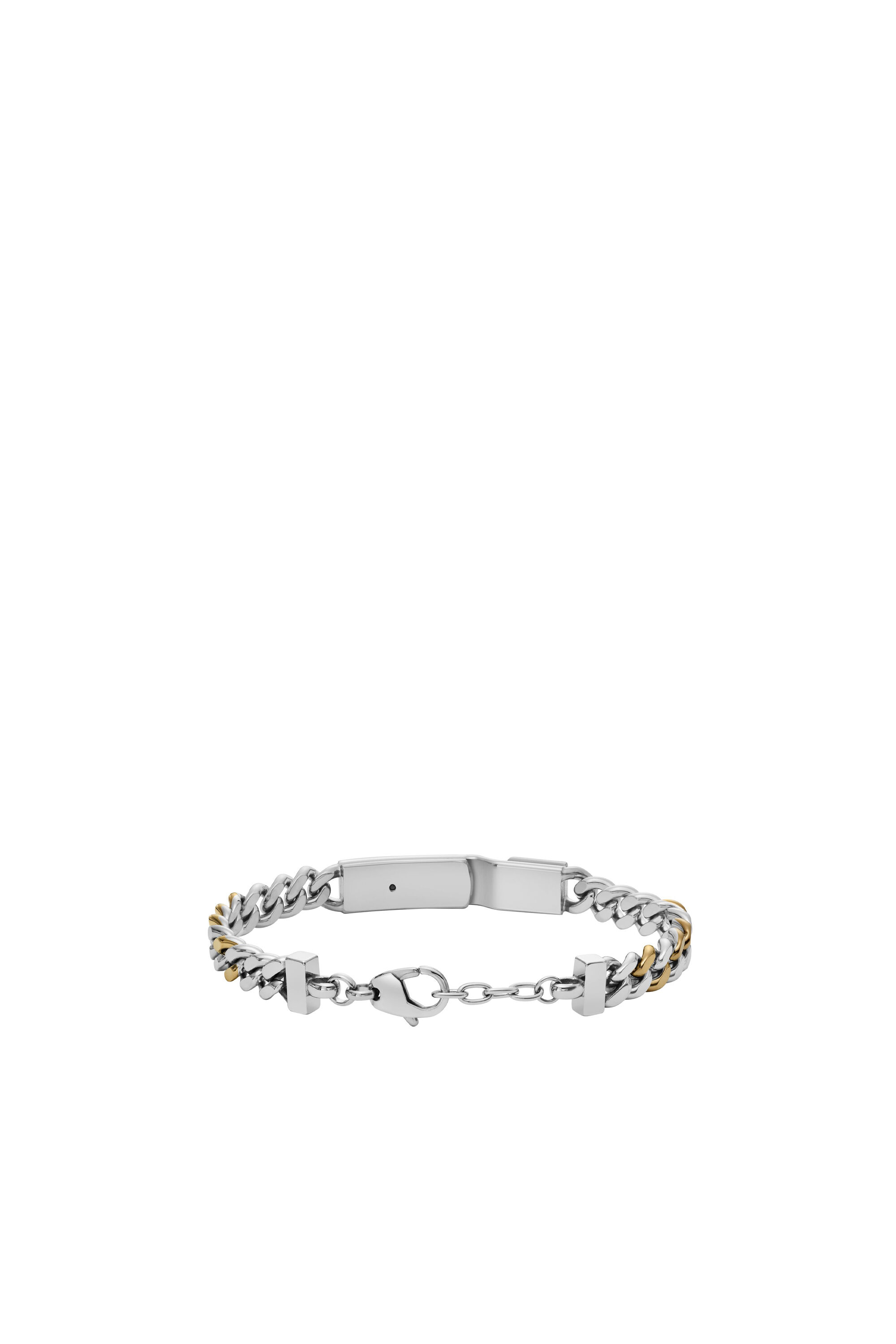 Women's Two-Tone Stainless Steel ID Chain Bracelet | Silver Women's Two-Tone Stainless Steel ID Chain Bracelet | Silver