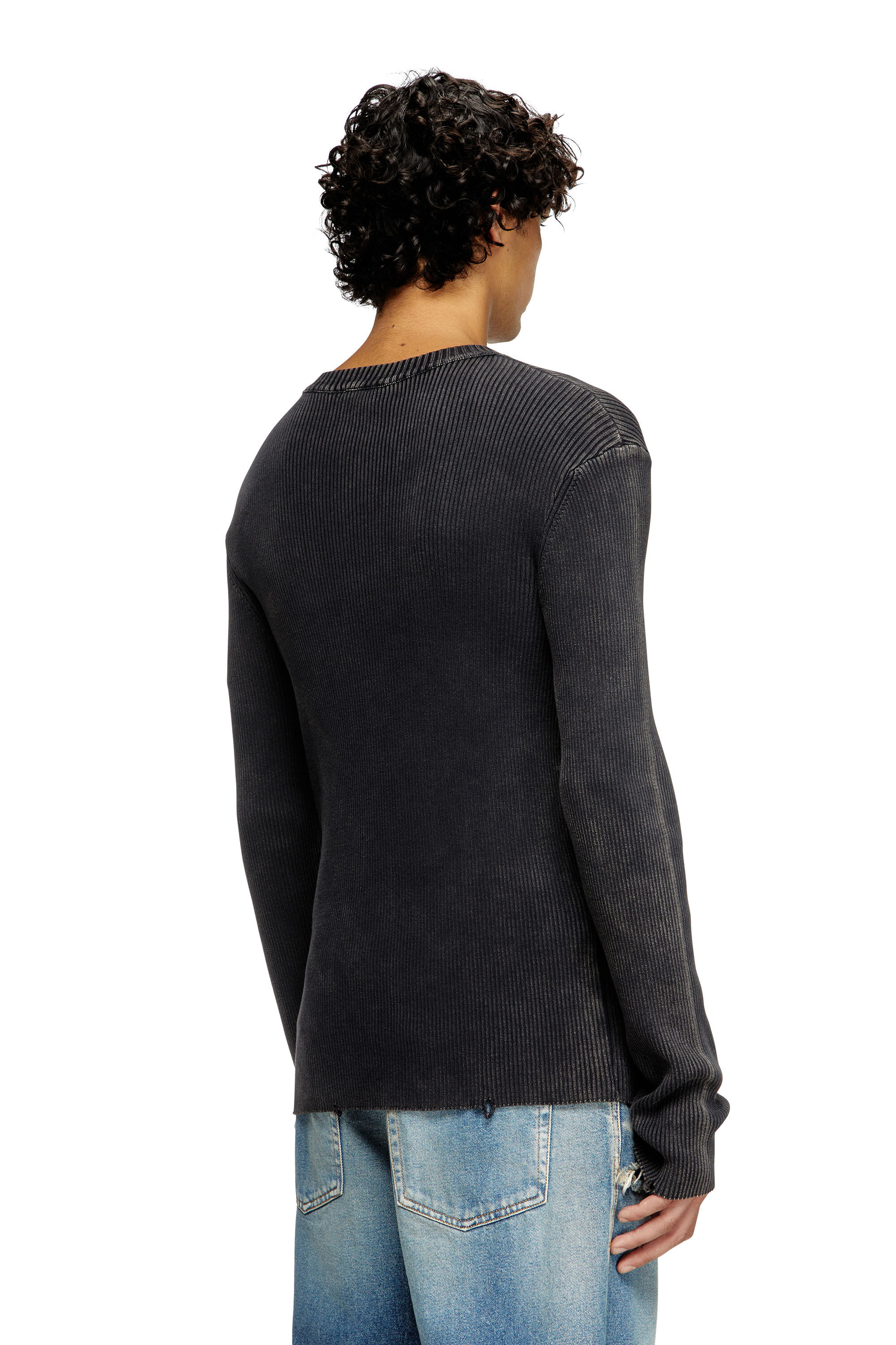 Diesel - K-DARIN-D, Jersey desgastado con logotipo recortado Hombre in Negro - 5