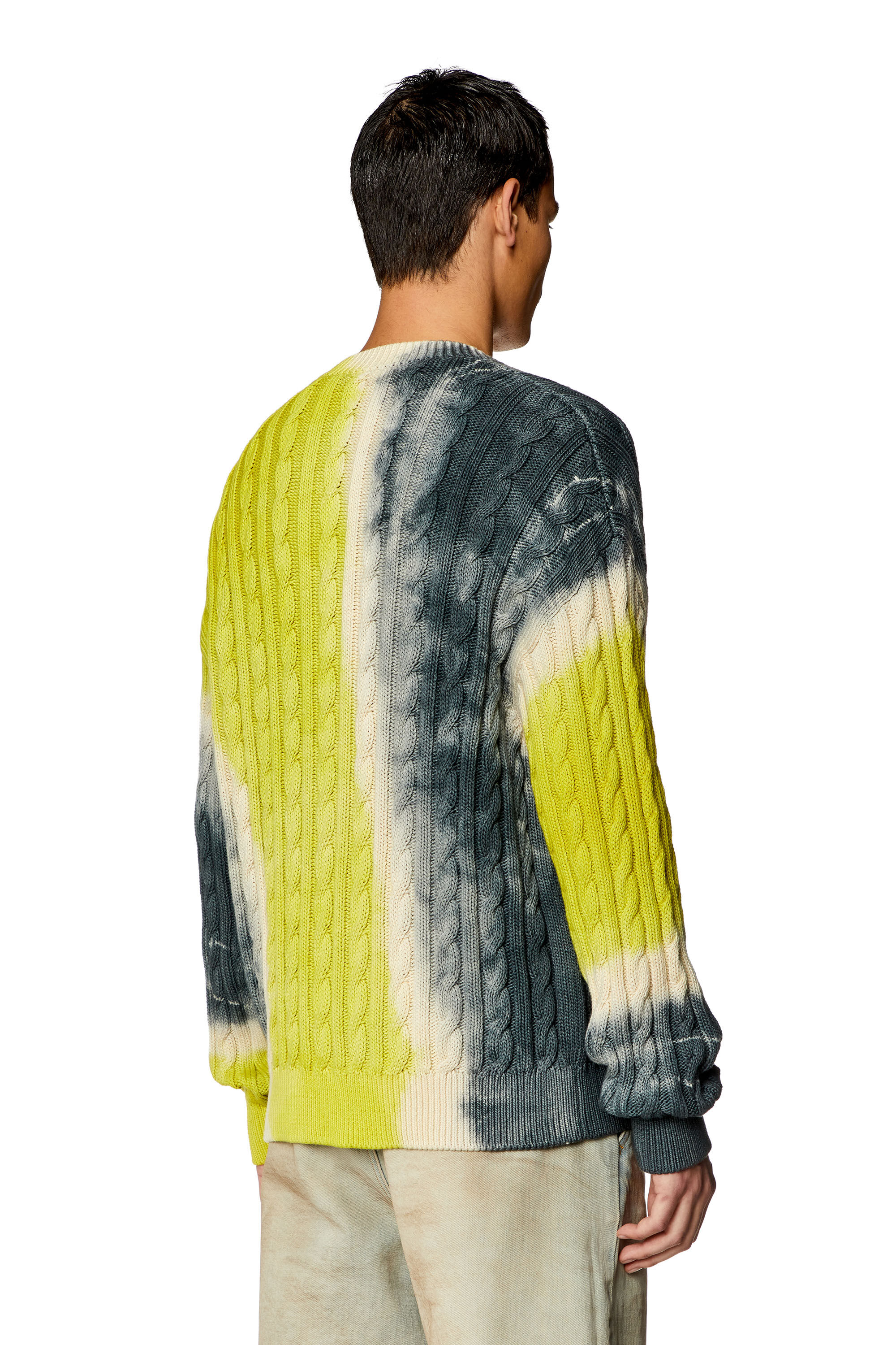 Men's Tie-dye cardigan in cable-knit cotton | Multicolor
