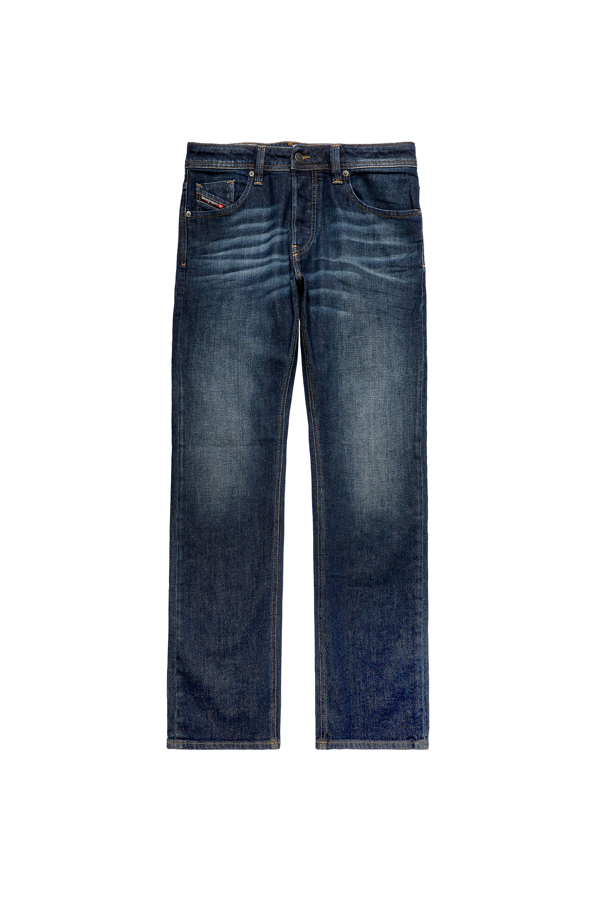 Larkee Straight Jeans 009HN: Dark Blue Wash, Treated, Stretch