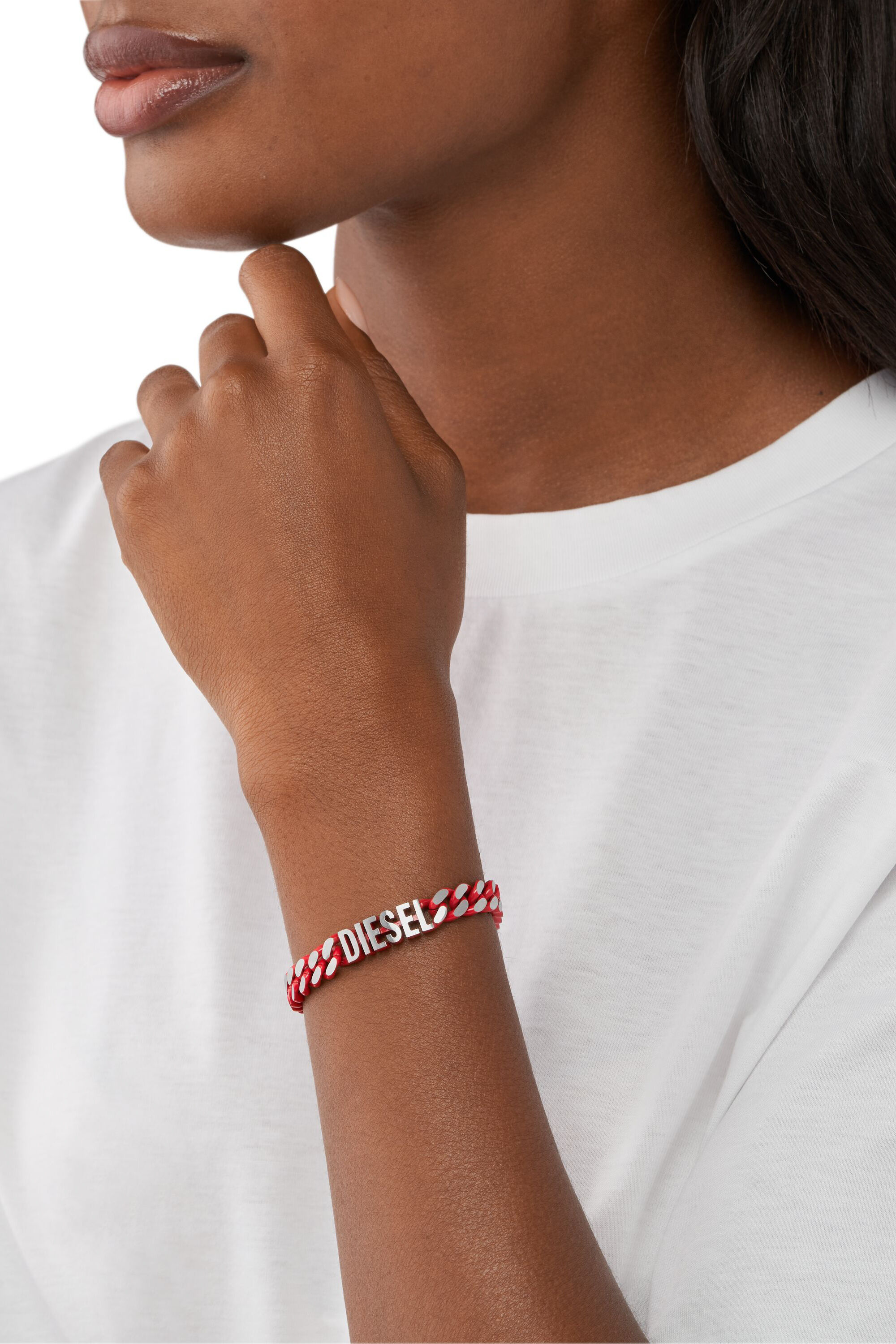 Women's Red Stainless Steel Chain Bracelet | Red | Diesel