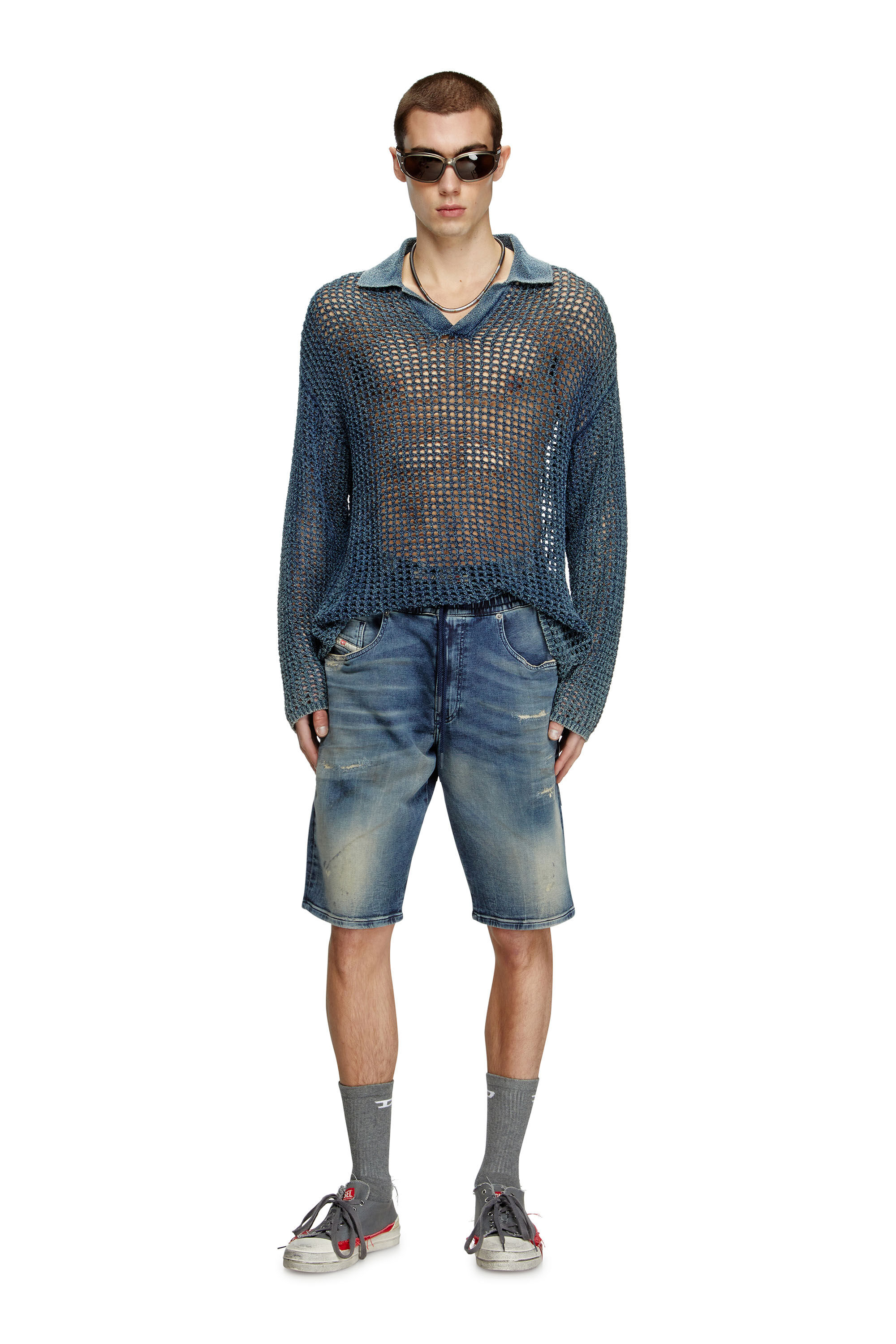 Diesel - 2033 D-KROOLEY-SHORT JOGG, Pantalones cortos chinos en JoggJeans Hombre in Azul marino - 1