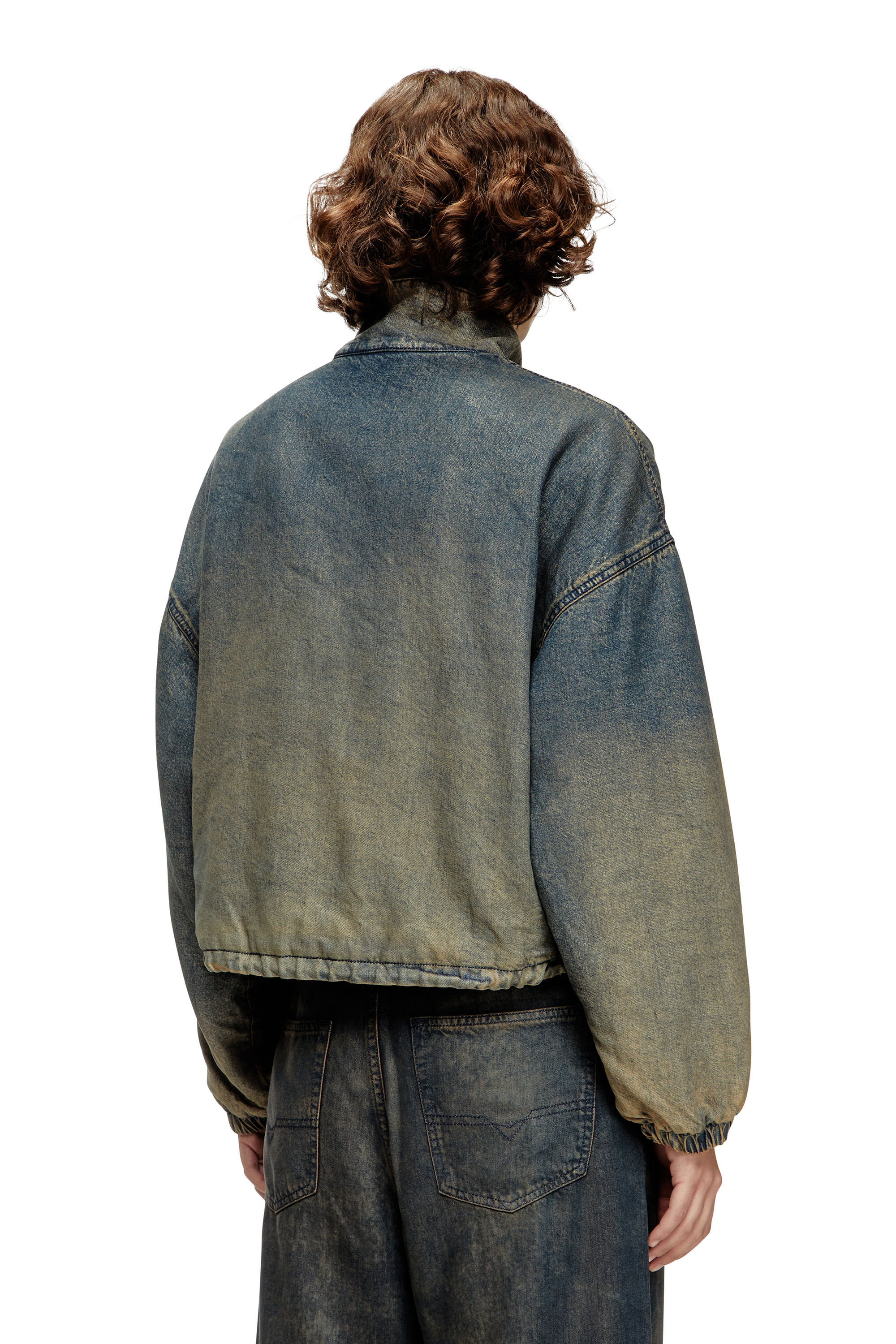 Diesel - DE-FLOWER-S, Chaqueta con cremallera de denim degradado fluido Mujer in Azul marino - 5