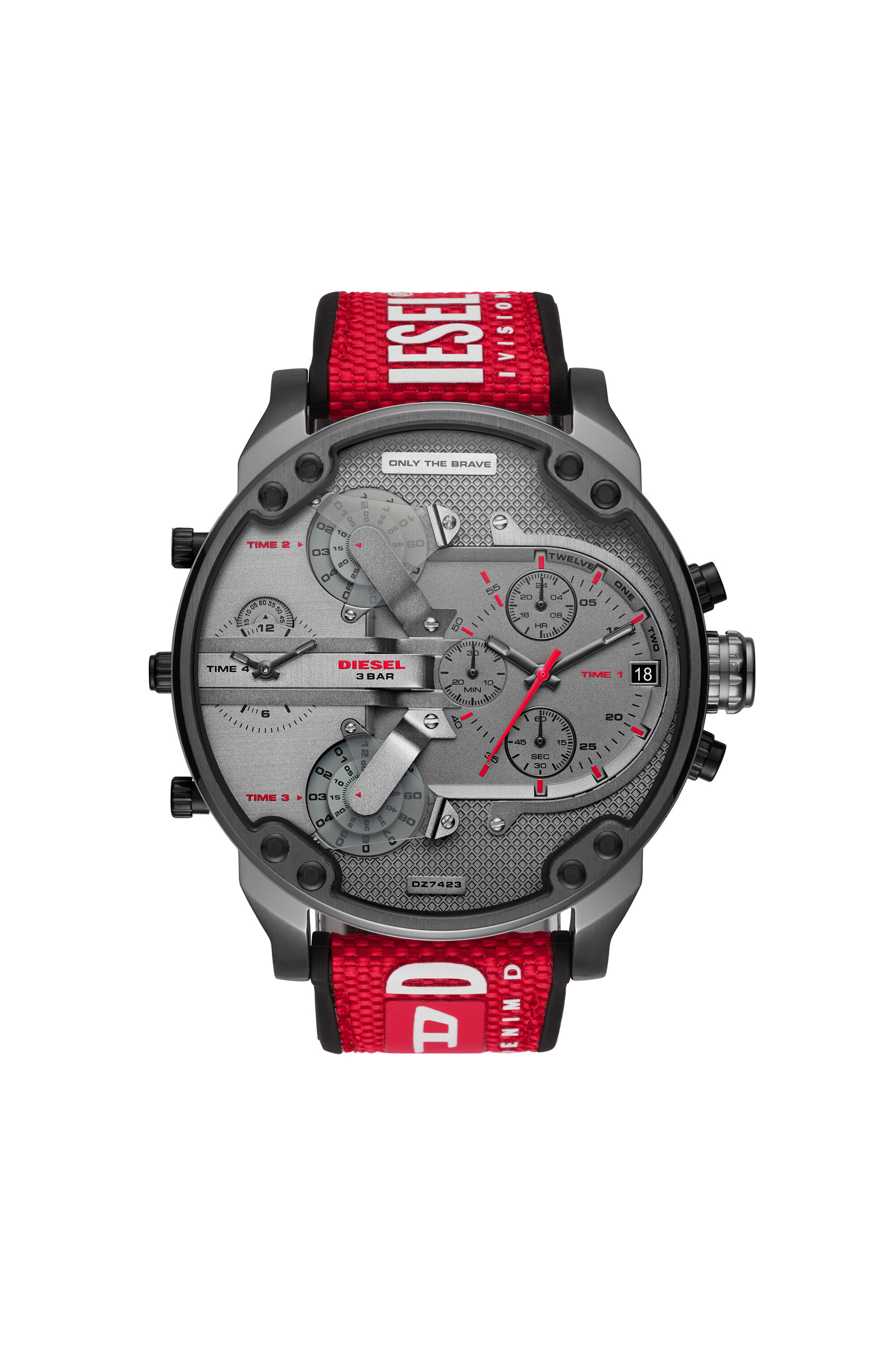 DZ7423 Man: Mr. Daddy 2.0 chronograph red nylon watch | Diesel