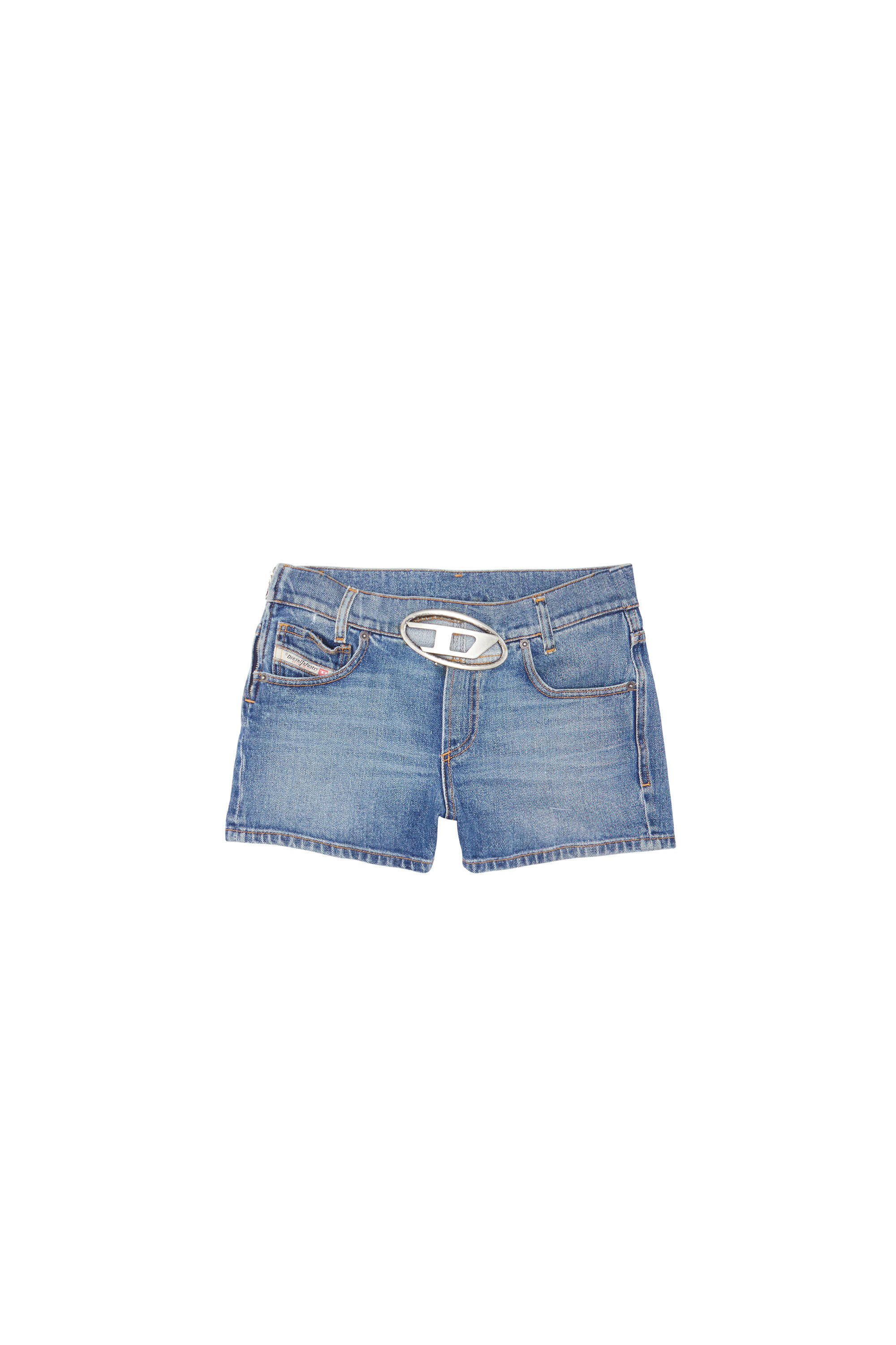 DE-LYLA-SH-FSC Woman: Denim shorts with a logo buckle | Diesel