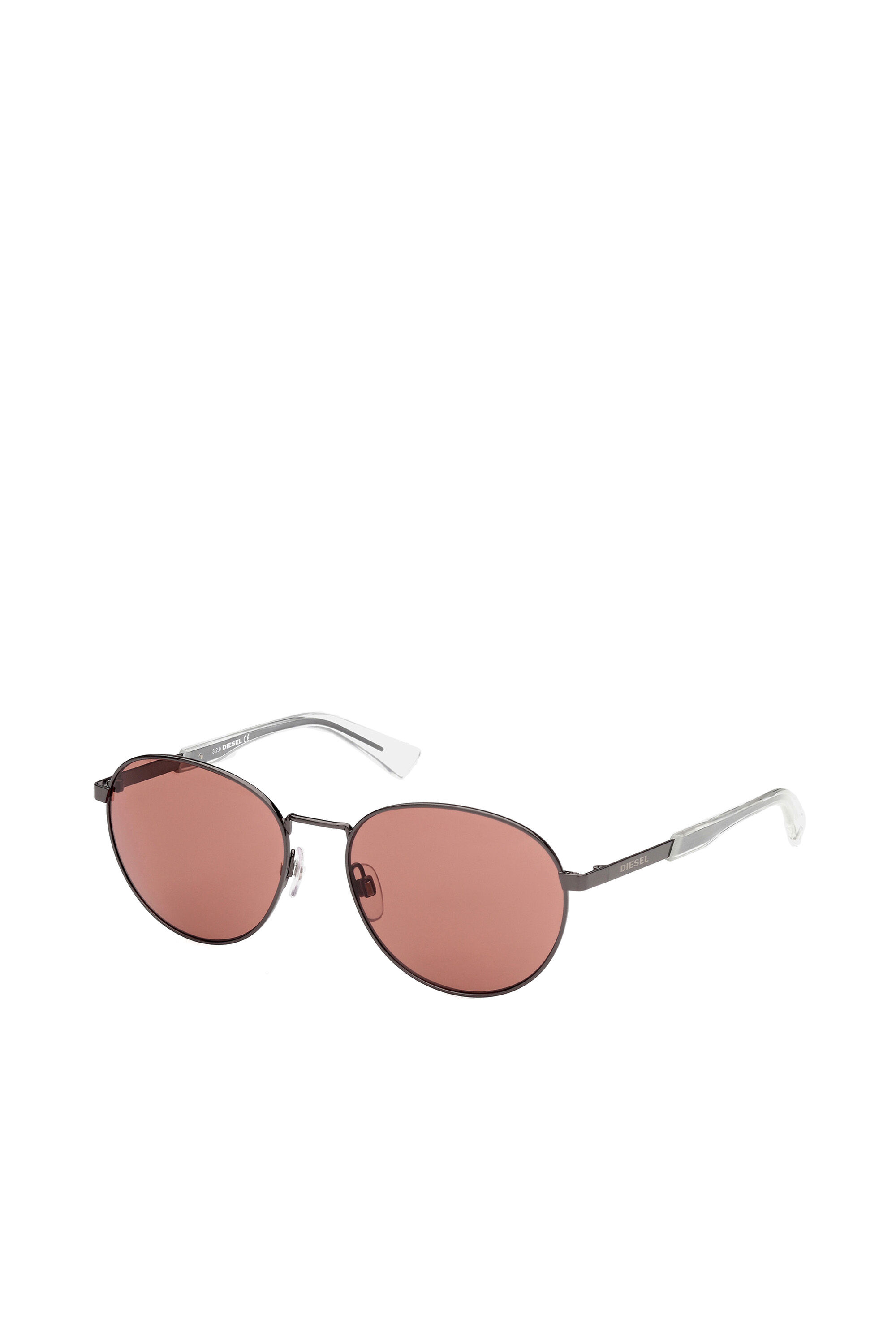 Diesel - DL0355, Man's Round easy to wear metal sunglasses in Black/Red - 2