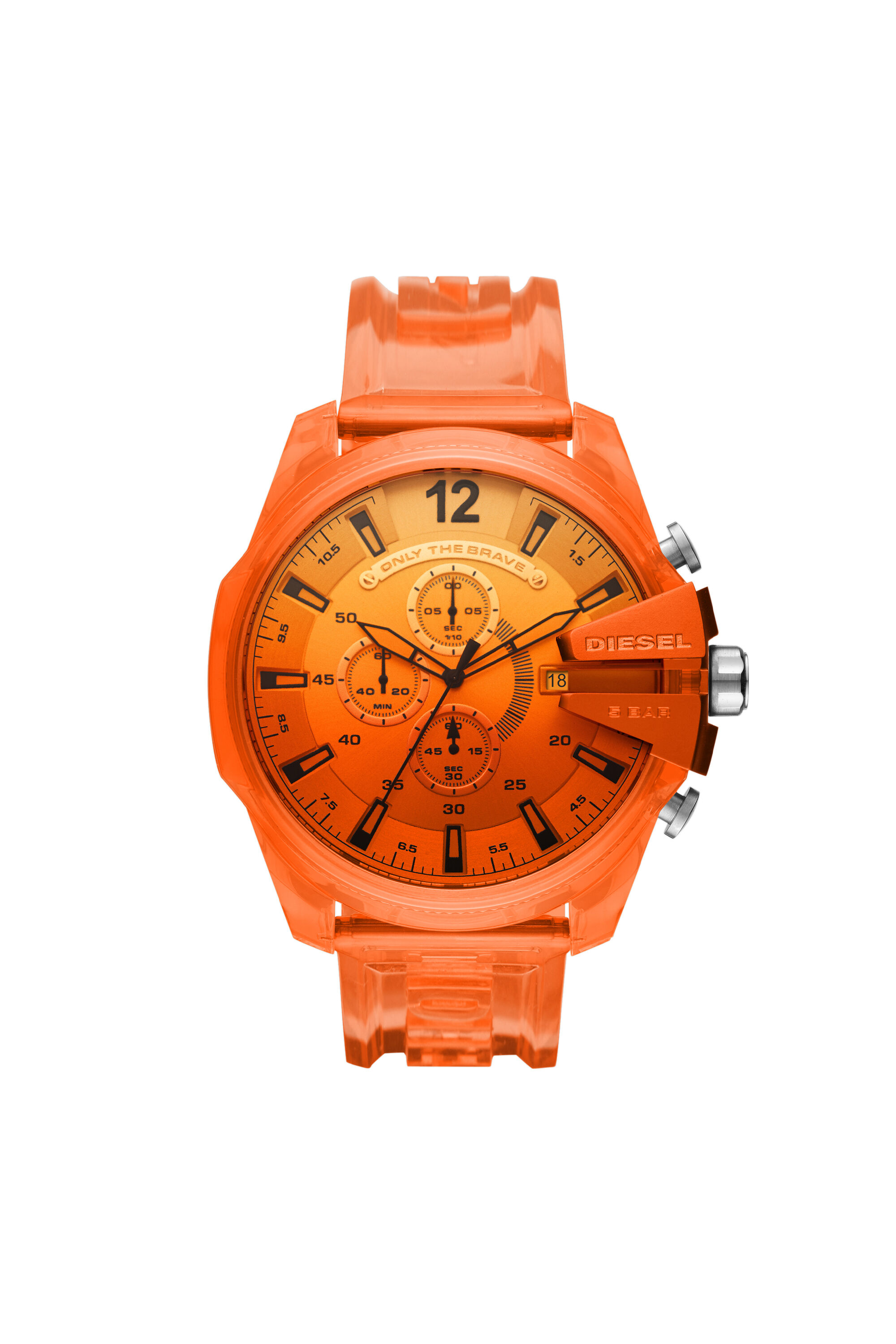 Diesel - DZ4533, Reloj Mega Chief cronógrafo en poliuretano naranja Hombre in Naranja - 1