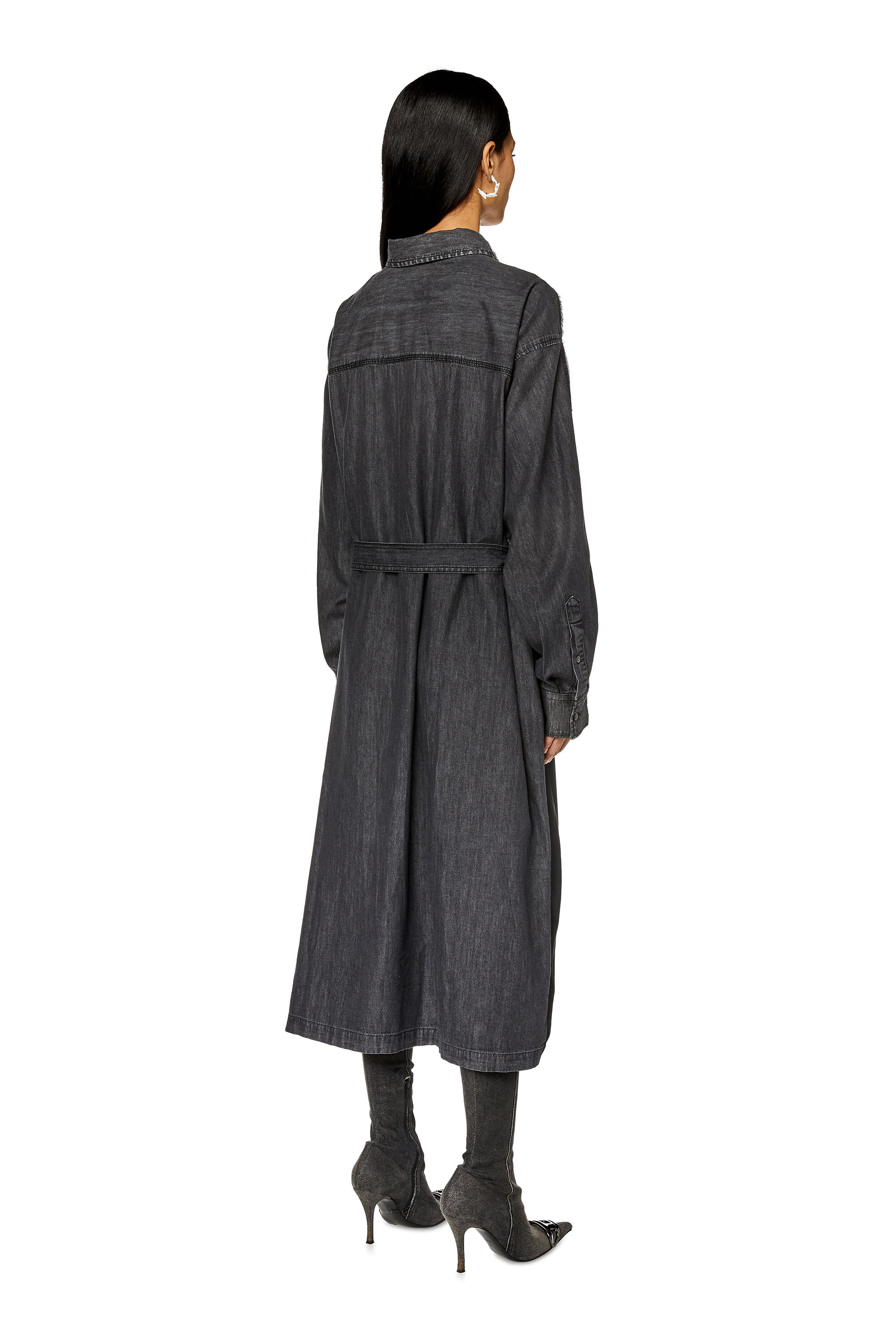 Women s Midi shirt dress in denim and satin D PAIGE STRAM Diesel
