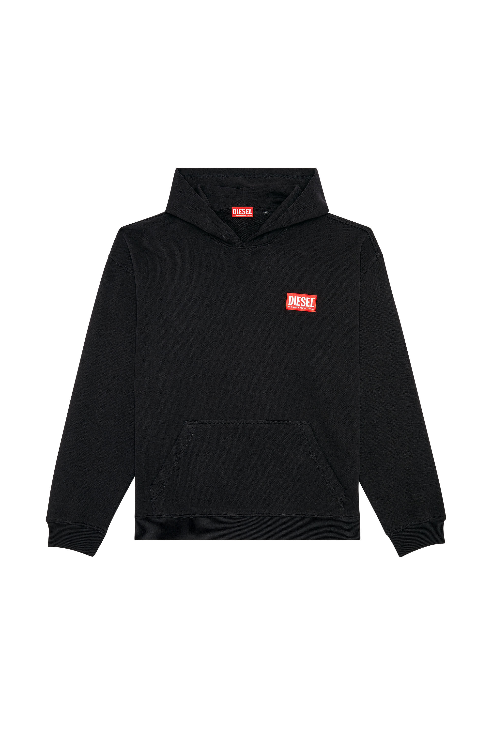 Men s Oversized hoodie with logo patch Black Diesel