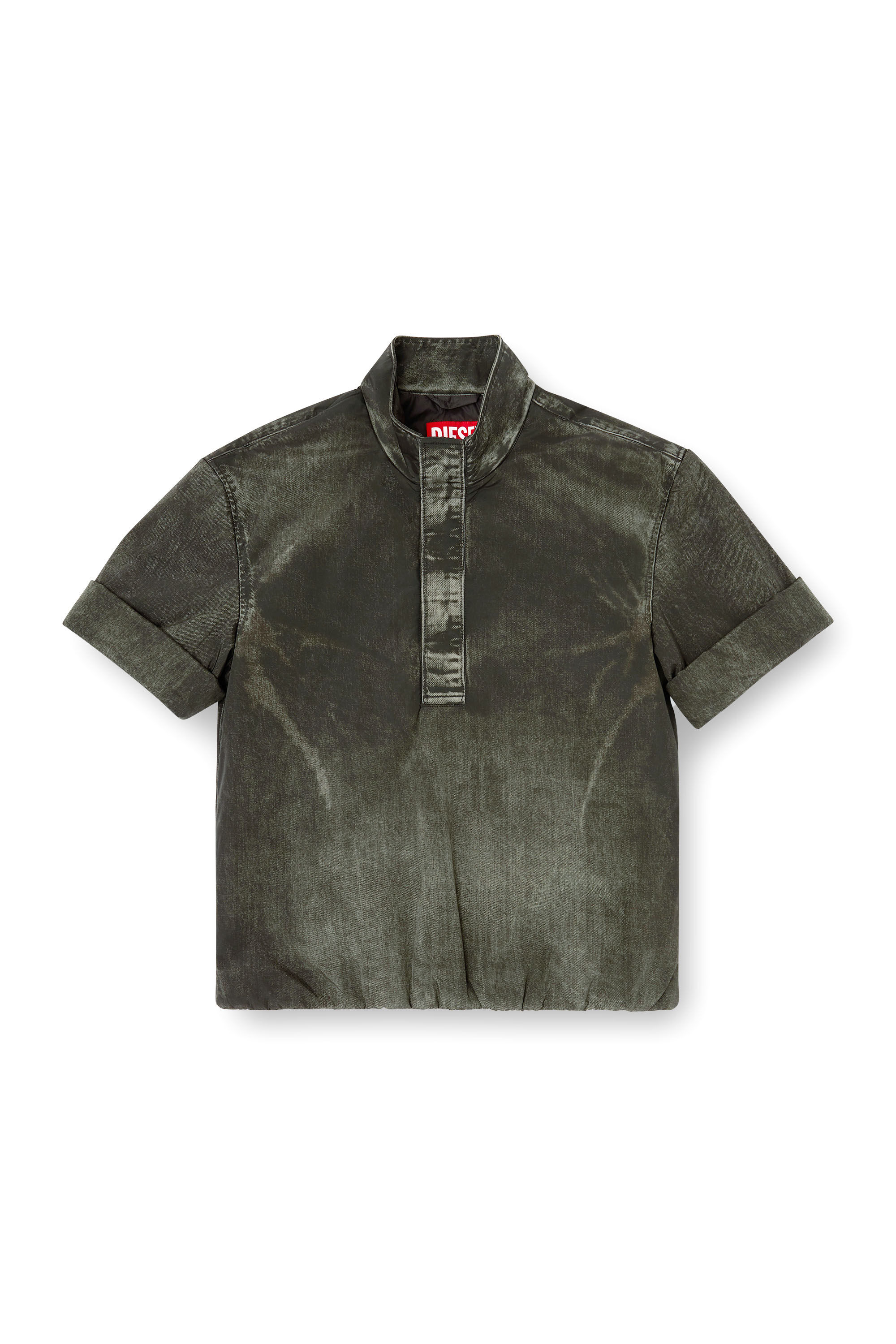 Diesel - J-VALOIS, Chaqueta de manga corta en nylon con efecto denim Hombre in Negro - 2