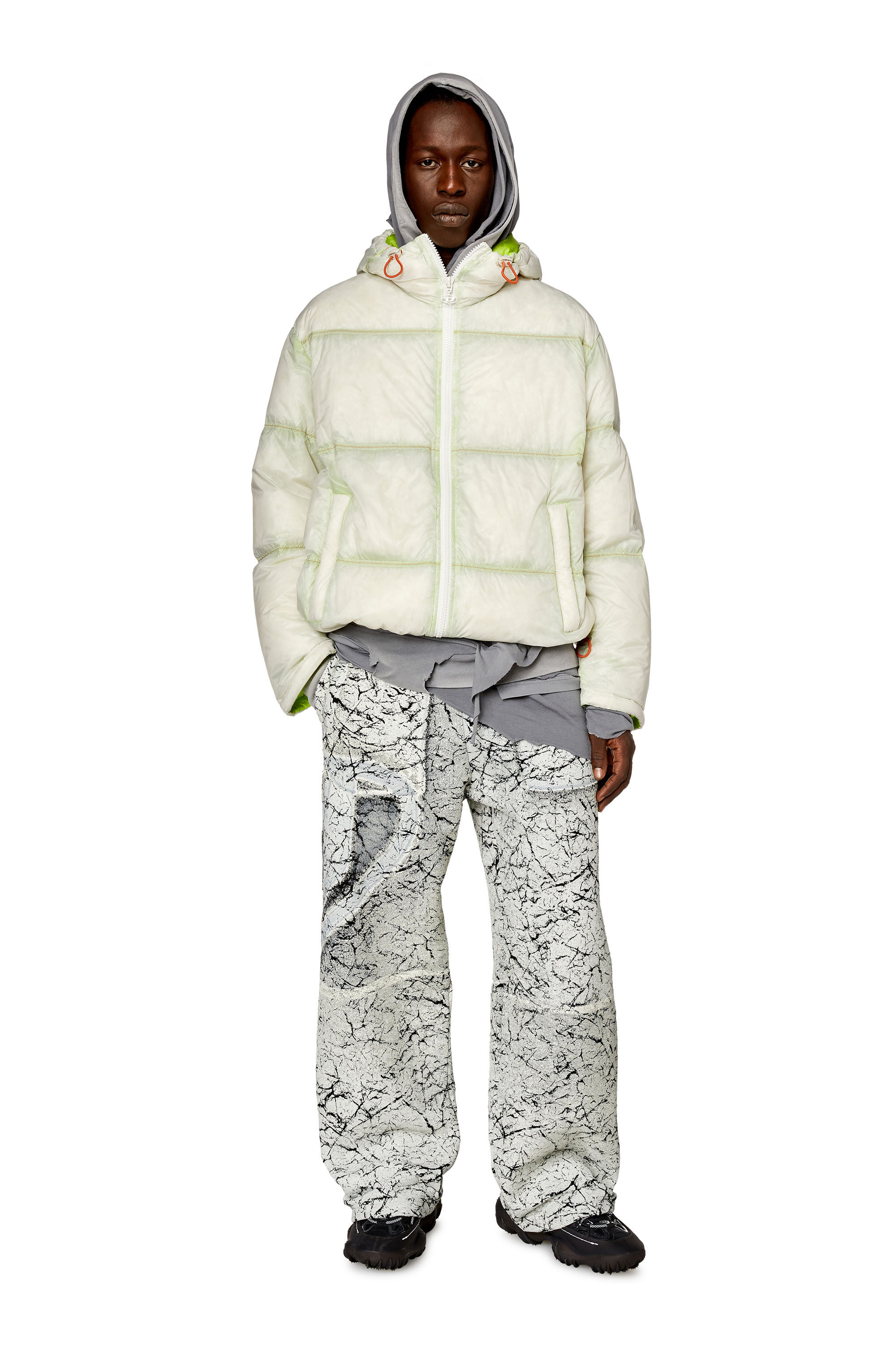 Men's Hooded down jacket in sheer ripstop | Multicolor | Diesel