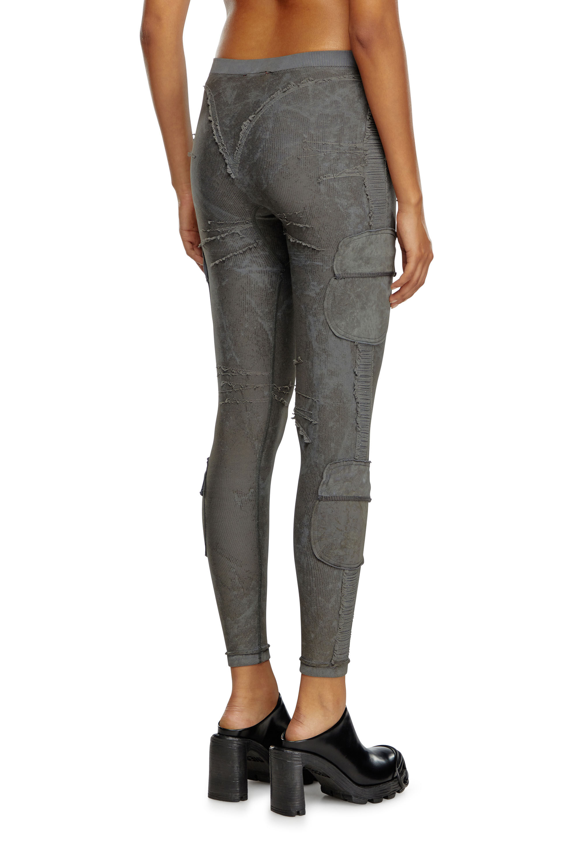 Diesel - AWSB-SEEMA-WT02, Mallas en canalé con desgarros Mujer in Gris - 4