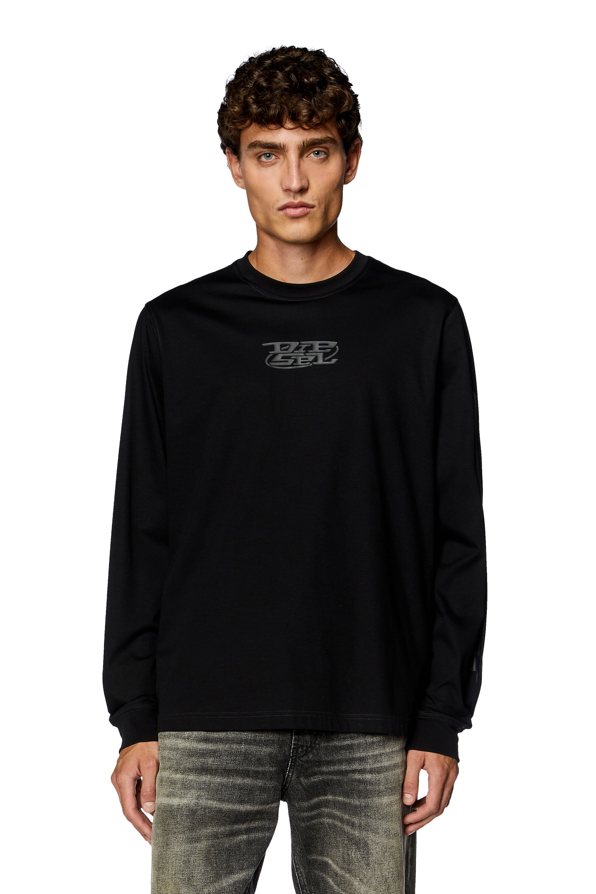 Men's Long-sleeve T-shirt with high-density prints | Black | Diesel