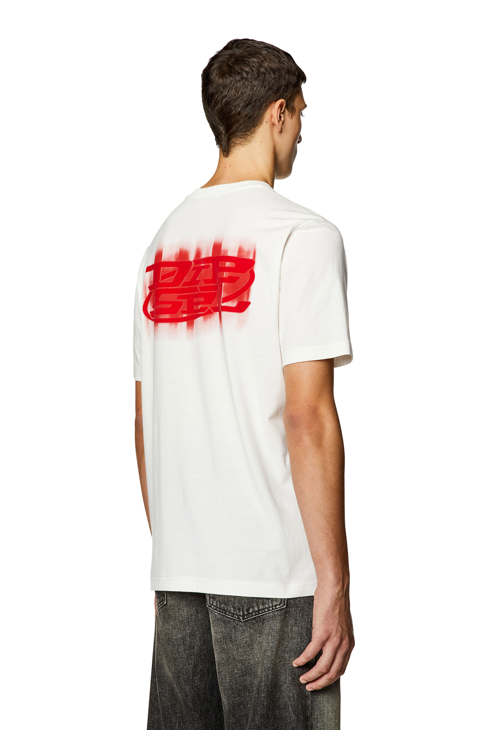 人気商品の入荷速報 入荷Now cotton organic in T-shirt Logo-flocked Men's | Diesel | White トップス