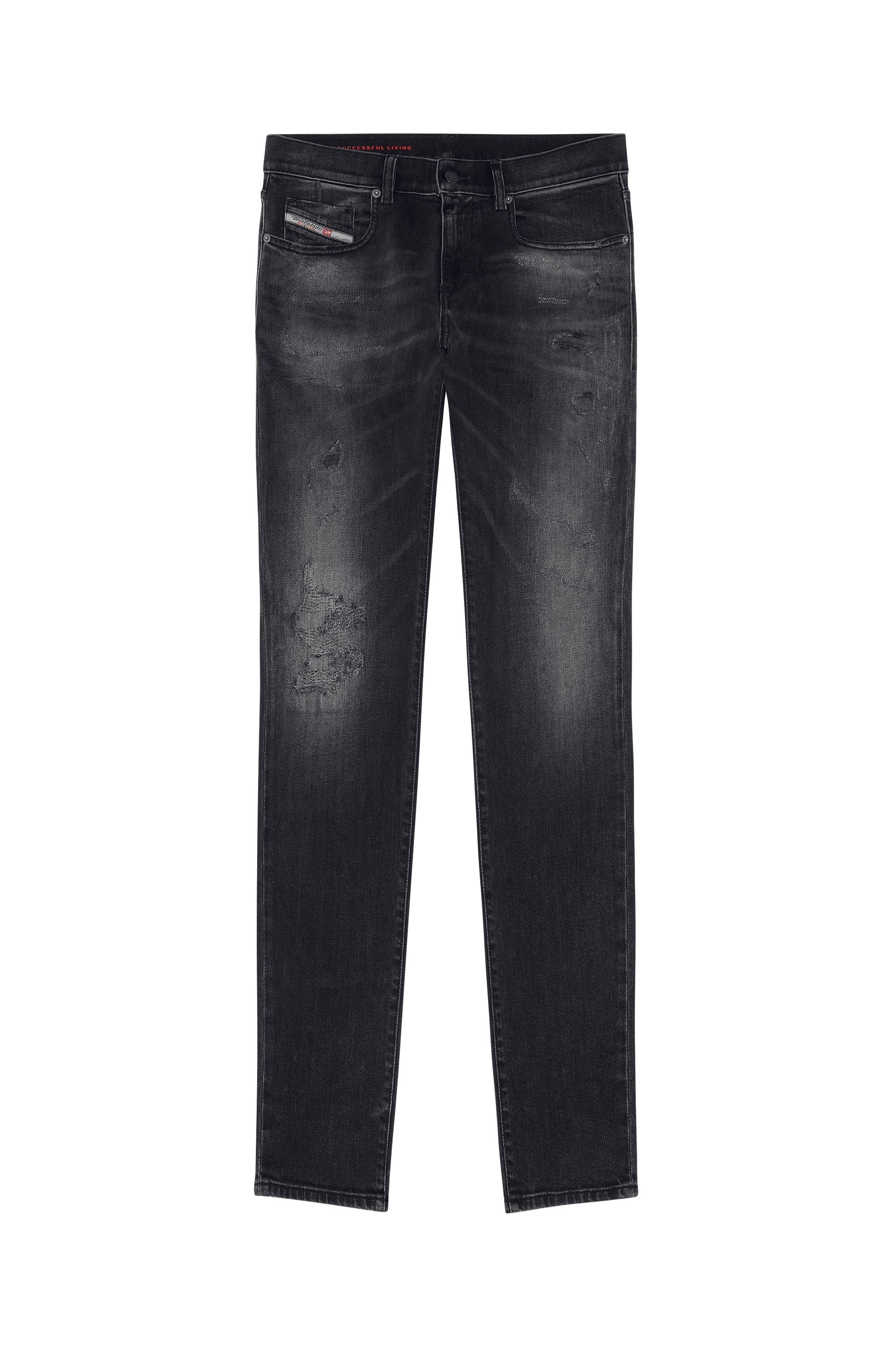 Diesel - 2019 D-Strukt 09E05 Slim Jeans, Negro/Gris oscuro - Image 2