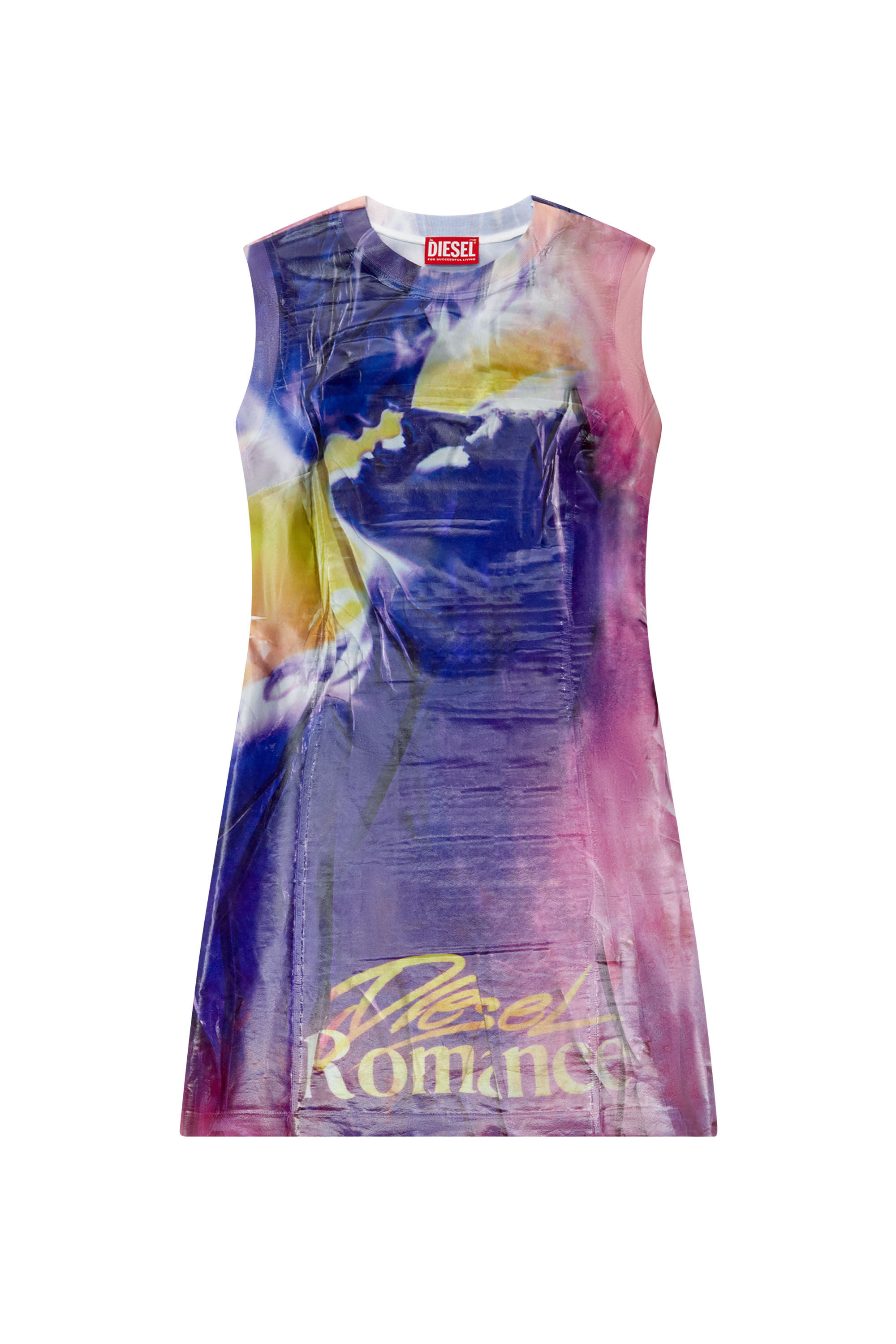 Diesel - D-BELLE, Vestido largo con estampado de póster Mujer in Multicolor - 2