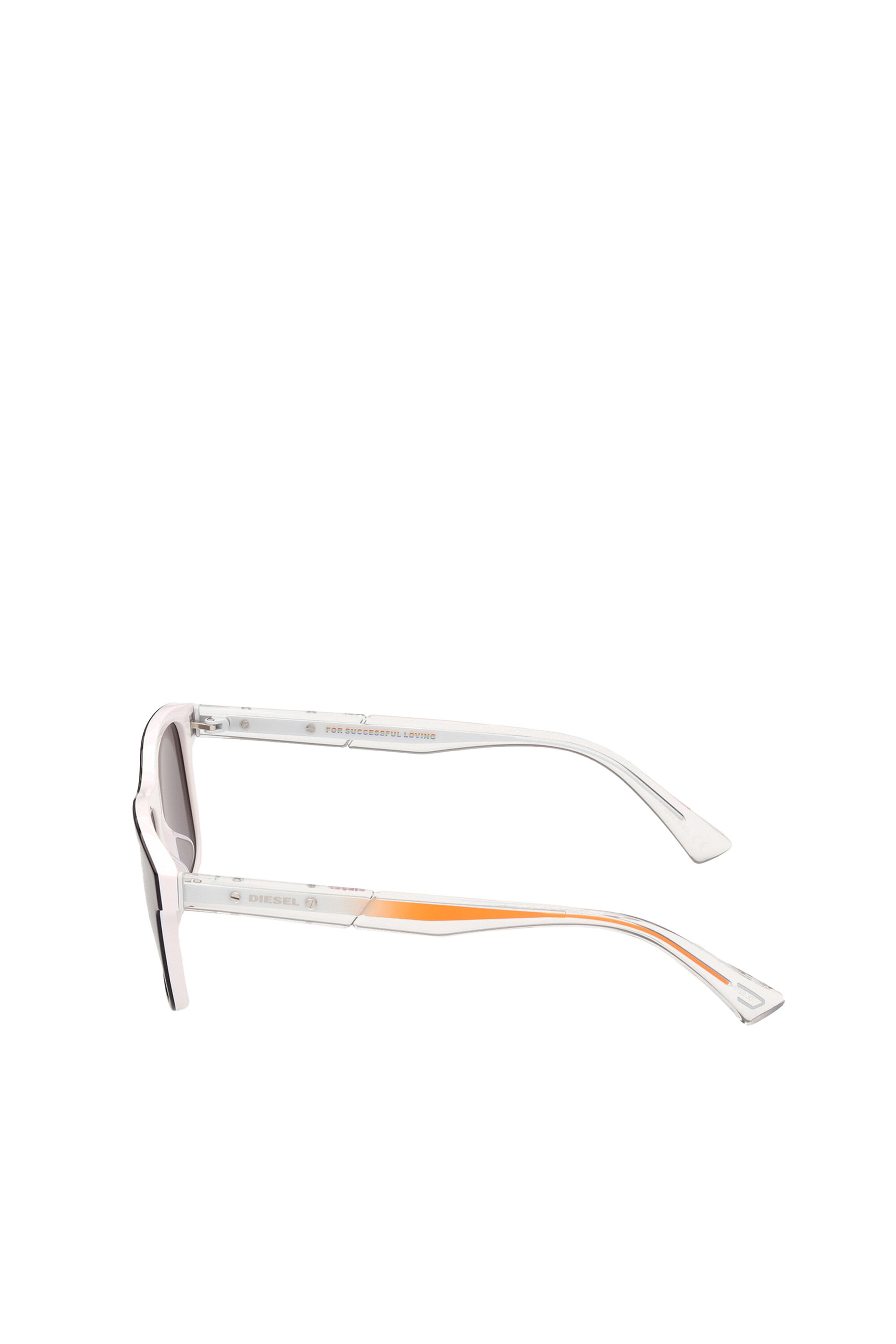 Diesel - DL0279, Man's Squared glasses with "Pride" theme in White/Orange - 4