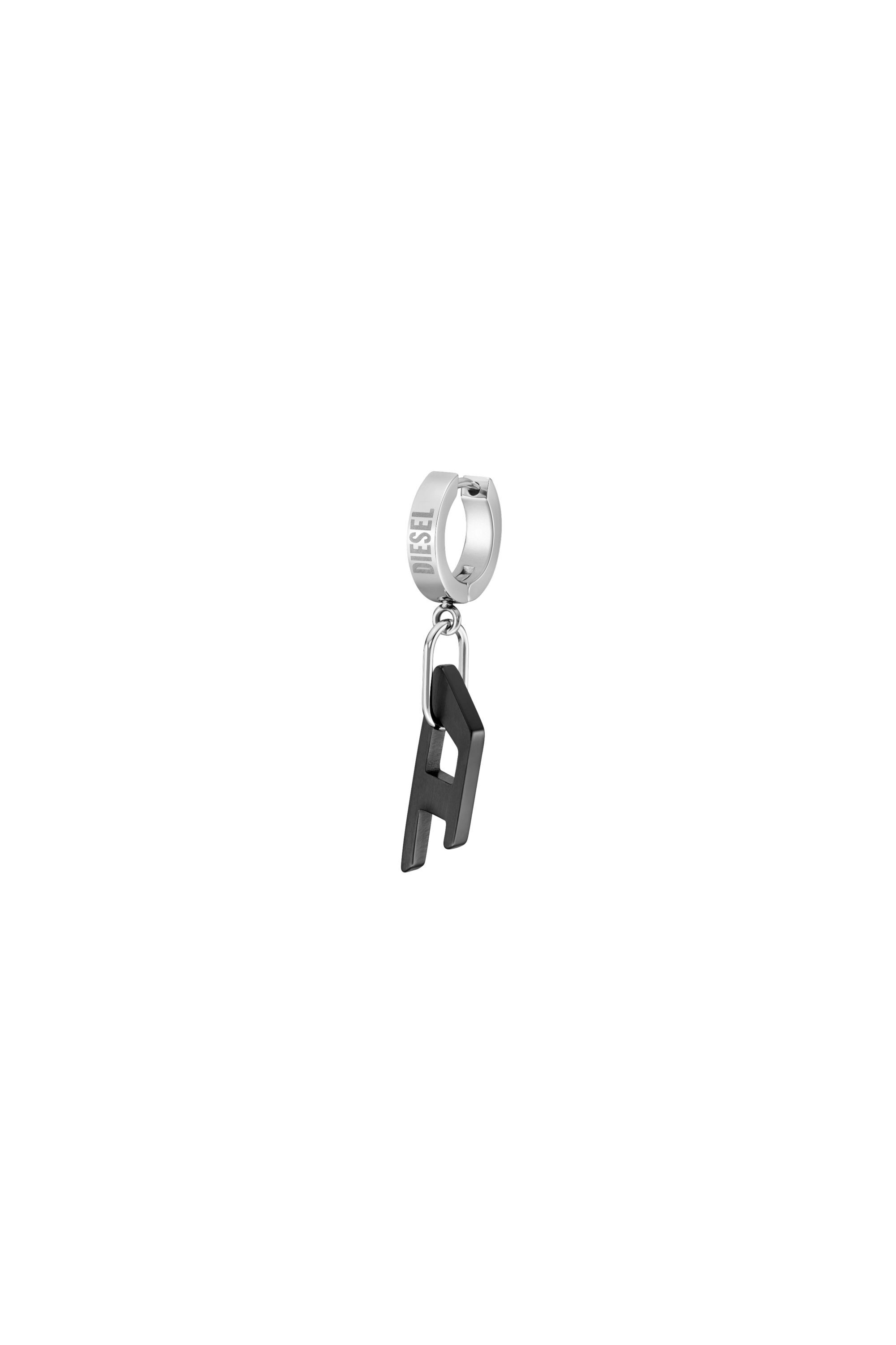 Diesel - DX1418, Pendiente de aro de acero bicolor Unisex in Negro - 1