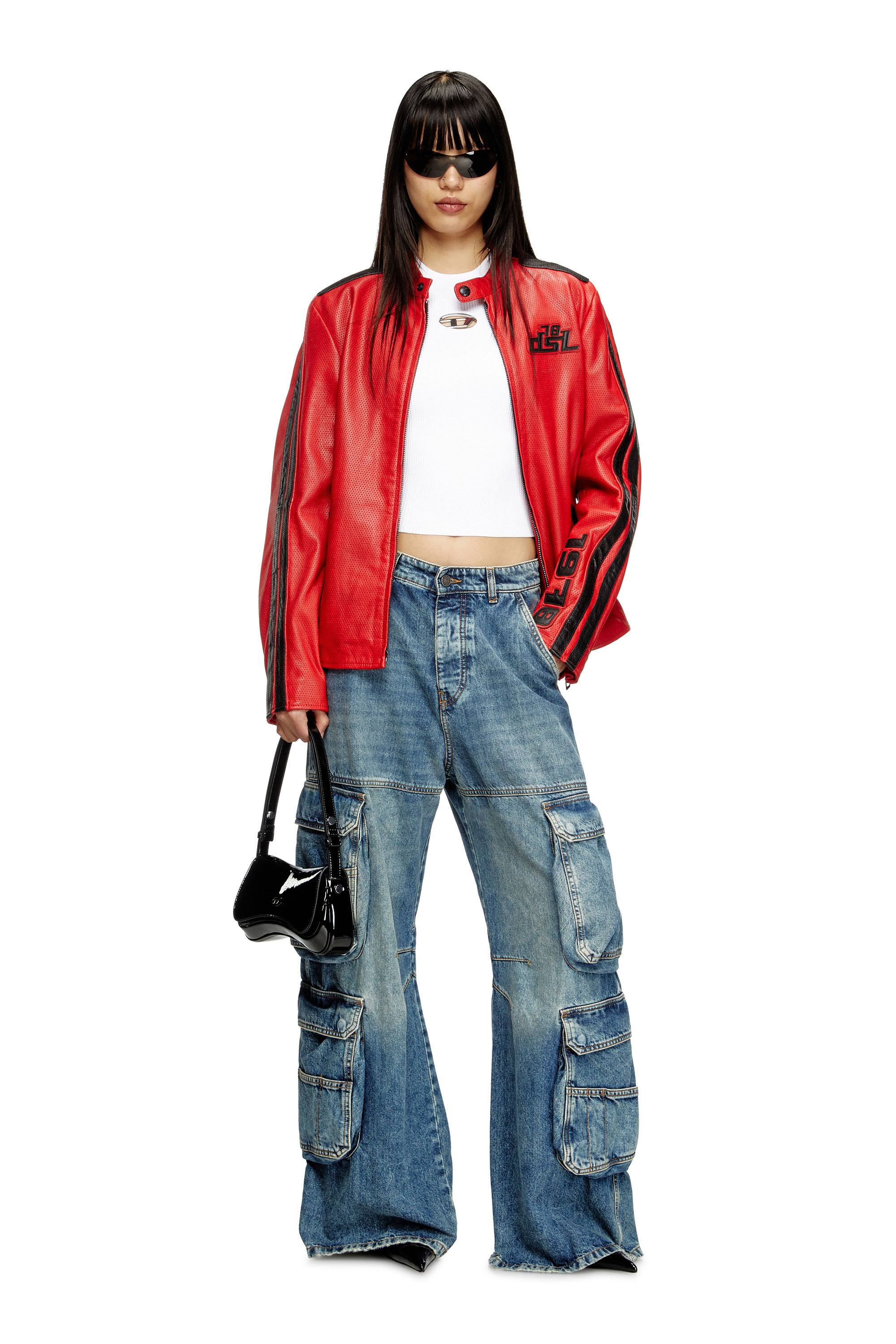 【関税込み】Play Clutch - DIESEL - Cotton - Black Women's Play-Semi gloss leather shoulder bag | Black | Diesel